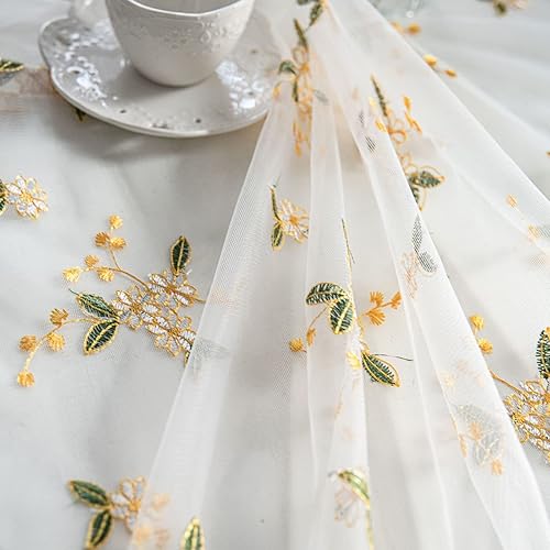 Miniatura 4 de Hsvanyr Mantel cuadrado floral bordado de encaje claro, toalla suave lavable para decoración rústica de recepción, boda, primavera, verano, fiesta