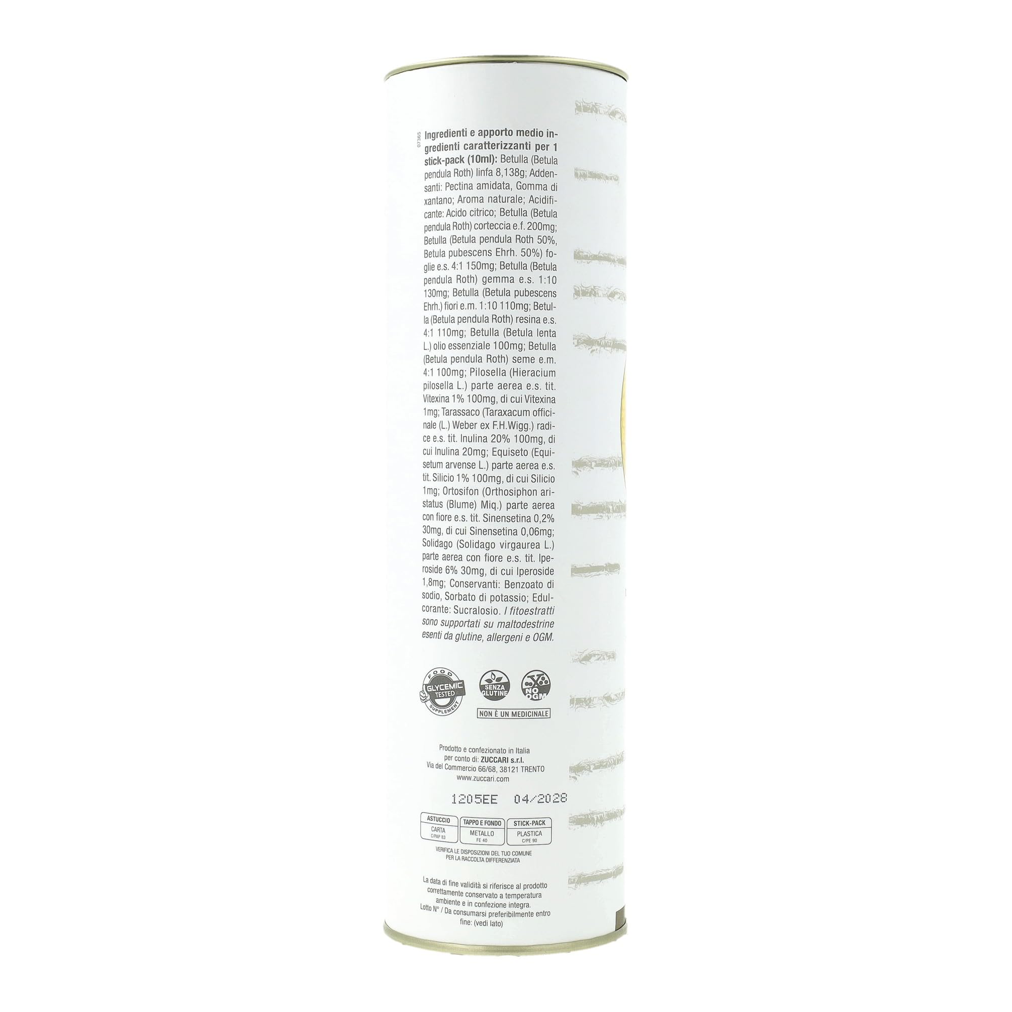 Zuccari Betulla Superiore, 25 Stick-Pack da 10ml, Integratore Alimentare con Estratti Completi di Betulla, Supporto per Depurazione, Drenaggio e Funzionalità delle Vie Urinarie