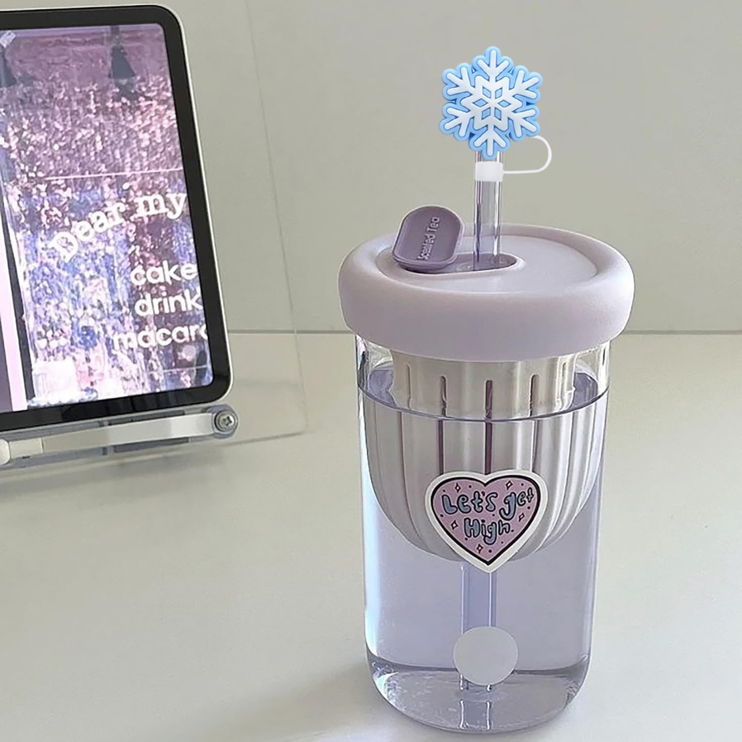 Christmas Straw Toppers 6Pcs Snowflake Straw Covers Reusable Drinking Straw Cover Caps Xmas Straw Topper Cute Design Snow Straw Tips Lids 10mm Christmas Straw Cover Set, Stanley Cup Accessories