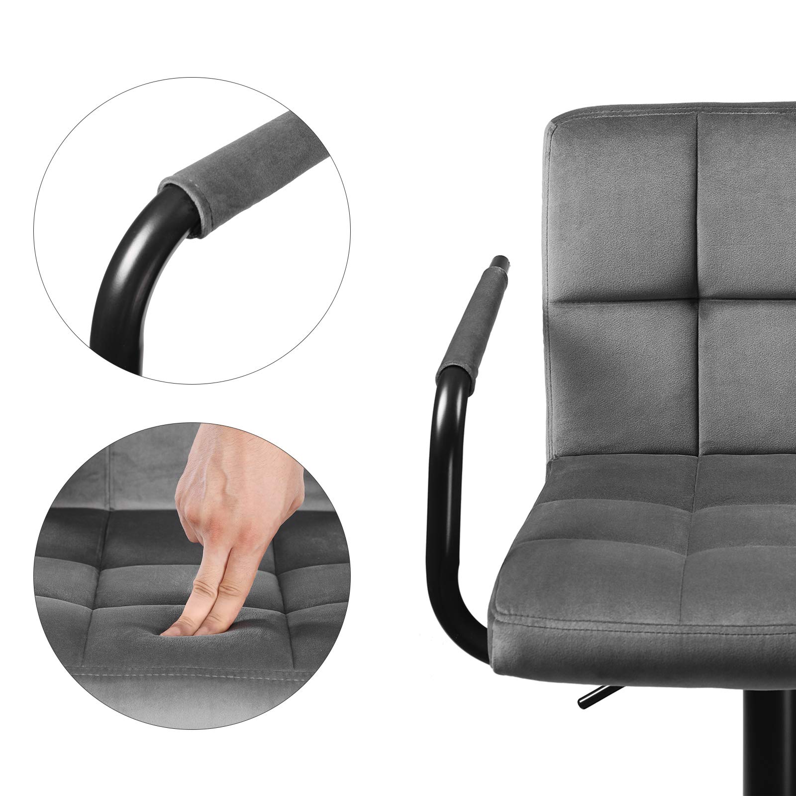 Songmics LJB013G01 Bar Stools with Velvet Cover, HeightAdjustable