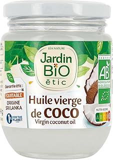 Jardin BIO étic - Huile vierge de coco - bio - Aides culinaires - Certifié AB - Bocal de 200ml