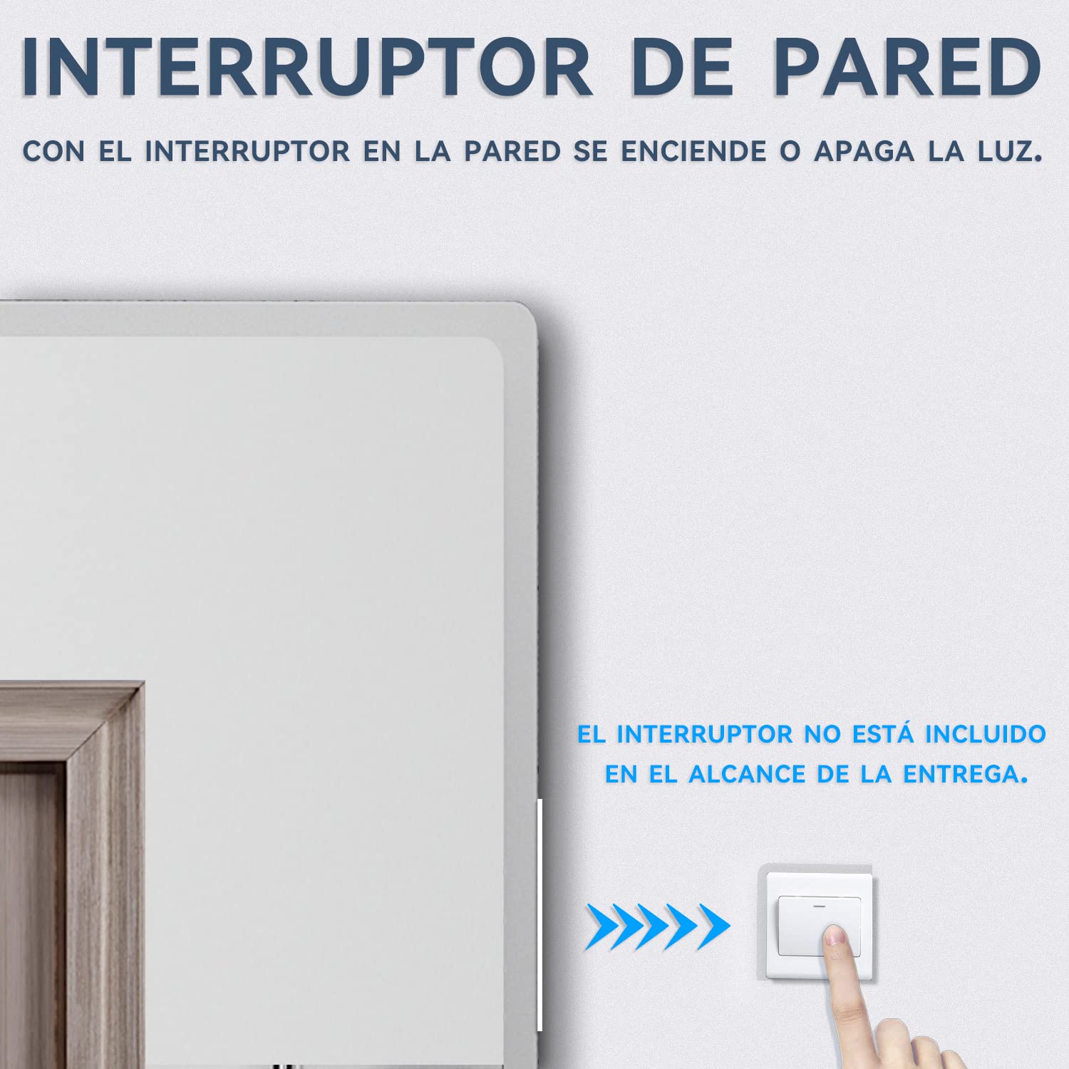 SONNI Espejo Baño con Luz 60x40 cm Espejo Baño LED Interruptor de Pared,Montaje Vertical u Horizontal Blanco Frío IP44 Bajo Consumo