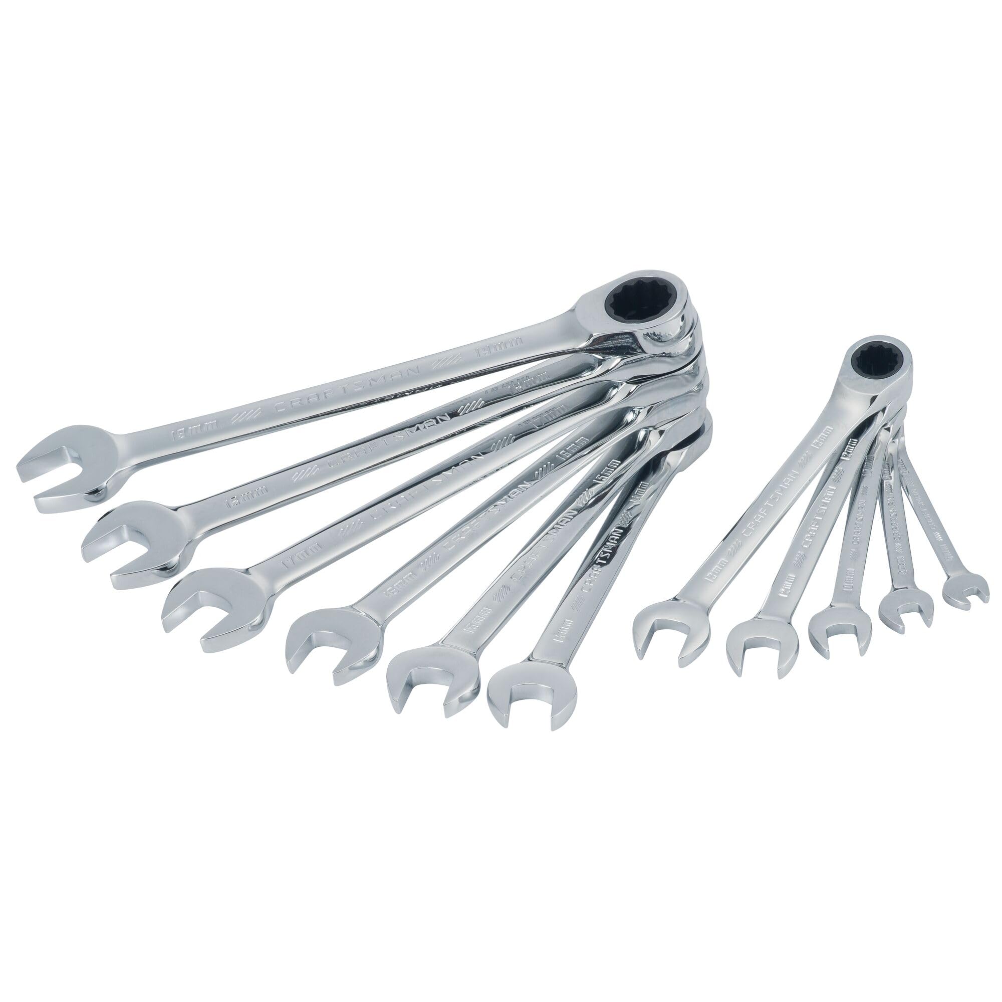 Craftsman CMMT87021 - Juego de llaves de carraca métricas de 11 piezas de 12 puntos