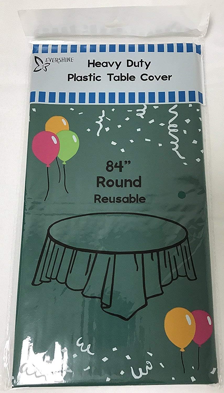 Evershine (12-Pack Heavy Duty Plastic Table Covers Tablecloth (Reusable) (Round 84", Hunter Green)