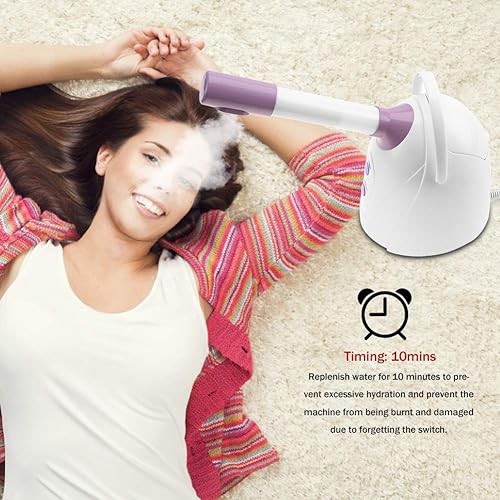 Miniatura 7 de Vaporizador facial nano iónico, vaporizador facial caliente/frío giratorio de 360 ° Nano iónico rociado Terapia Térmica Humidificador de niebla