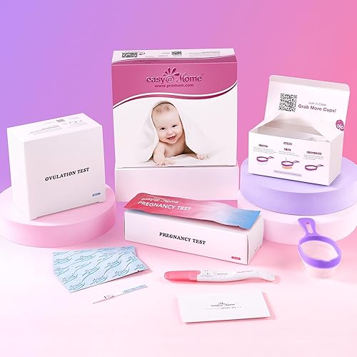 Miniatura 41 de Easy@Home Kit de prueba de ovulación: 50 tiras de ovulación y 20 pruebas tempranas de embarazo y un termómetro corporal basal y vasos de orina