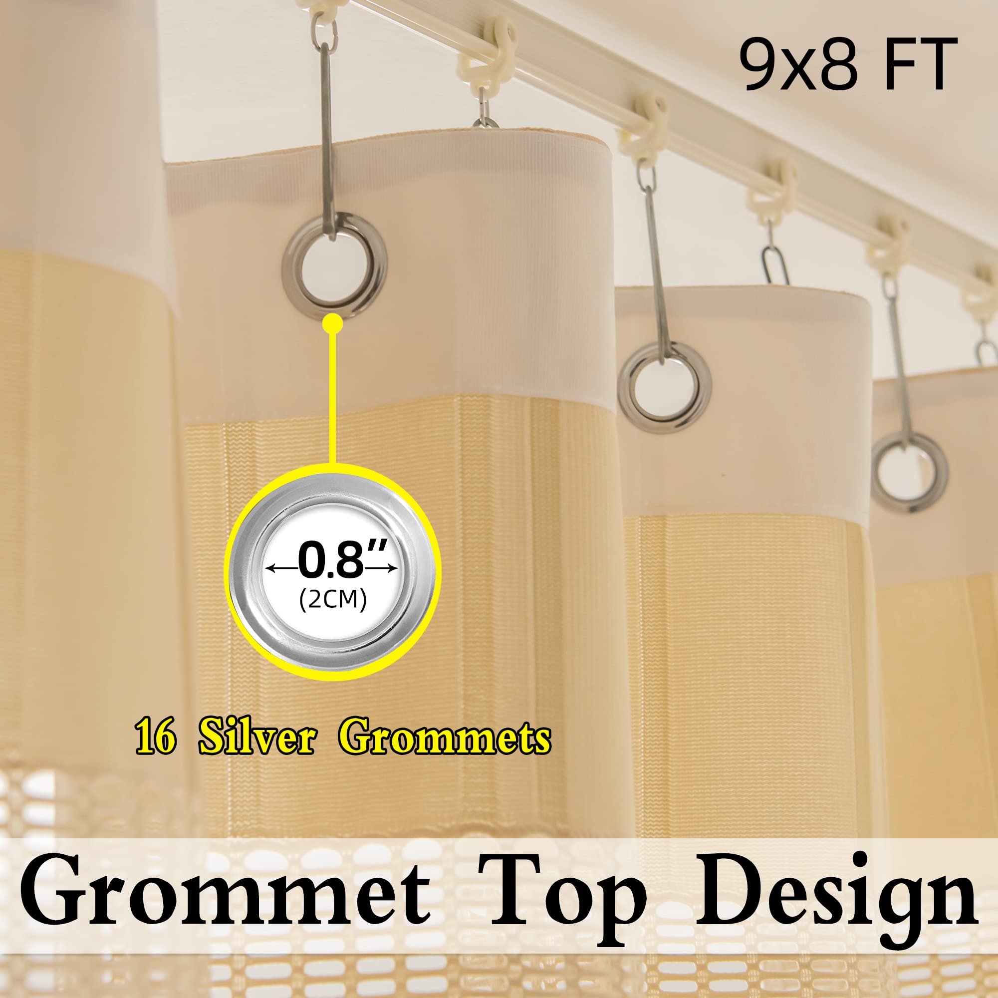 YGHYYF Flame Retardant Curtains, 9x8ft Grommet Medical Privacy Cubicle Curtain for Hospital, Lab,Clinic, School Nursery (1 Panel, Beige)