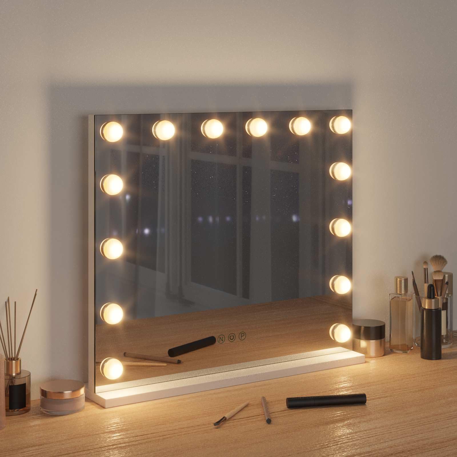 Miroir de Coiffure LED Blanc 50 x 10 x 44 cm Verre et Acier,Santé & beauté,Hygiène personnelle,Cosmétiques,Accessoires cosmétiques,Accessoires de Maquillage,4.85 kg-42020526