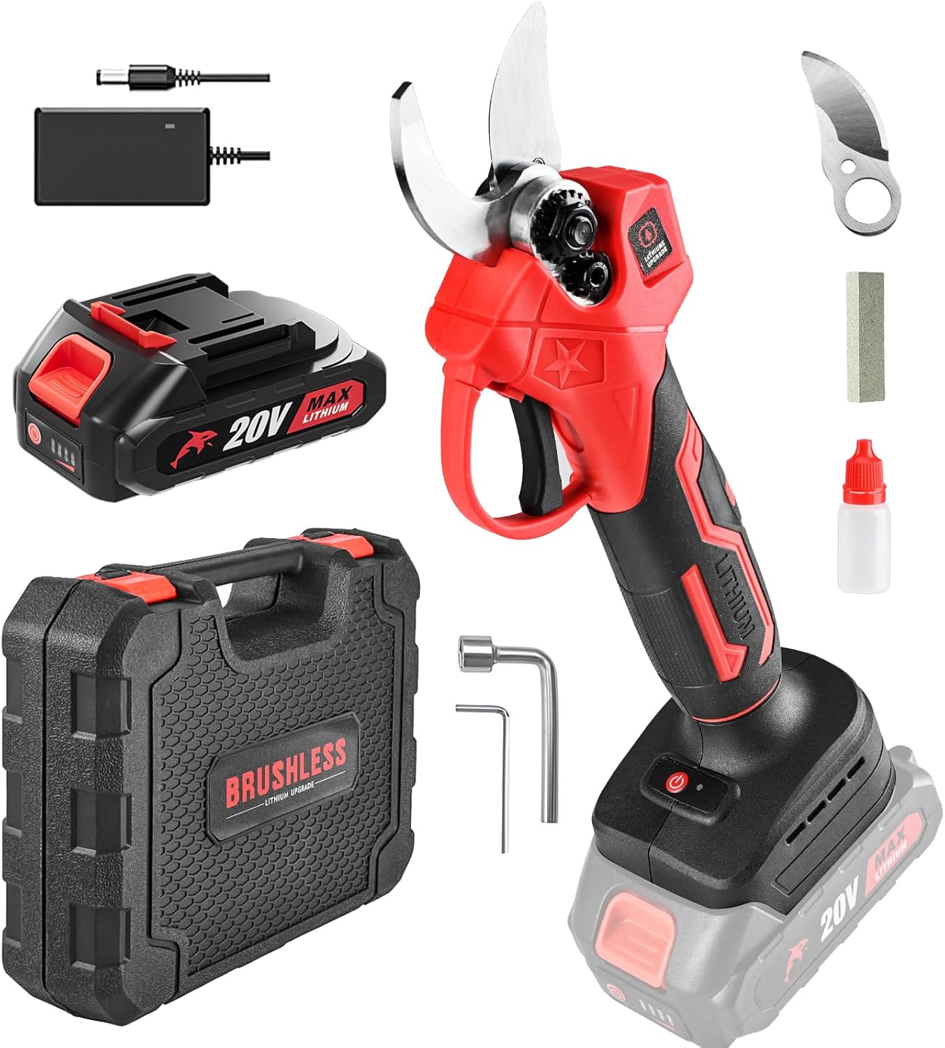 Electric Pruning Shears, 25mm 1" Cutting Diameter Cordless Power Pruner for Gardening with 2.0Ah Battery, Tree Pruner Branch Cutter