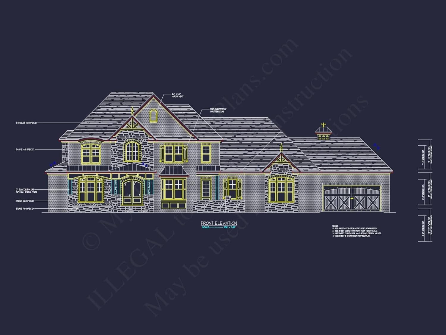14-1286 House Plan - Transitional European House Plan – 5-Bed, 5-Bath, 4,936 SF