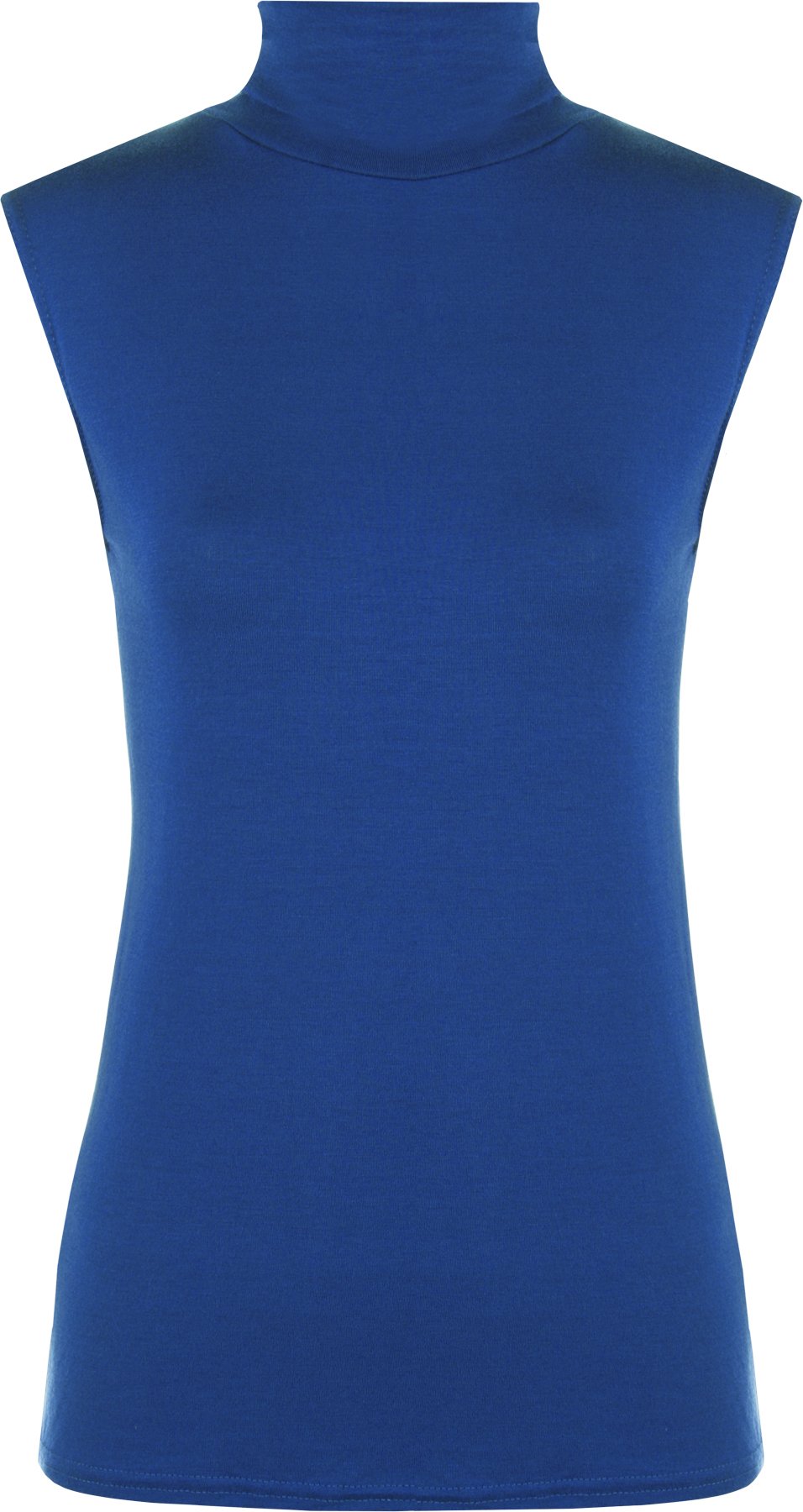 WearAll Womens Plus Size Plain Turtle Neck Sleeveless Ladies Top - Blue - 20-22