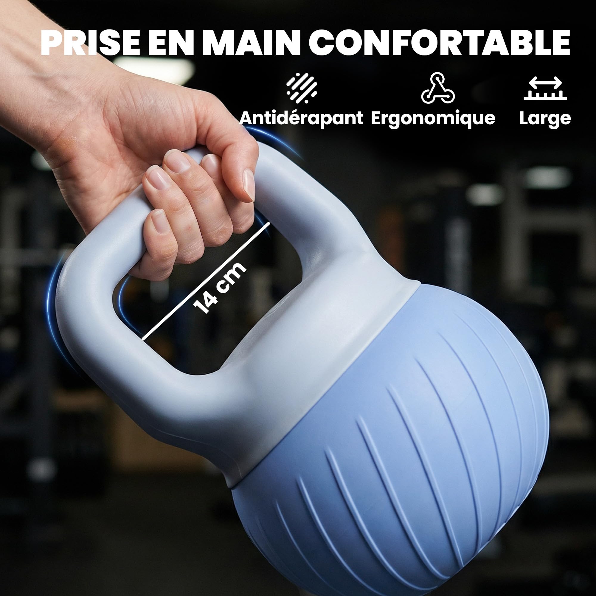 SPORTNOW Kettlebell 8/10 kg, Haltère avec Poignée Ergonomique Antidérapante, Haltère à Boule, Musculation, Entraînement, pour Fitness, Gym, Bleu
