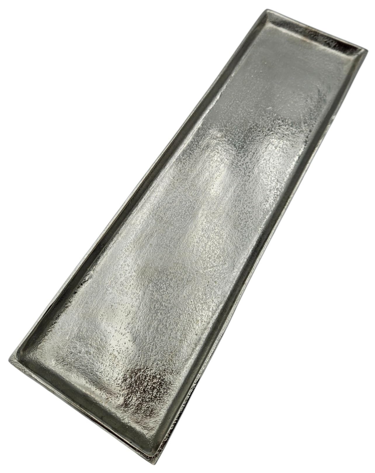 Tablett Deko Metall 44x13 cm Silber Kerzentablett Dekotablett Dekoschale rechteckig Küche, Haushalt & Wohnen