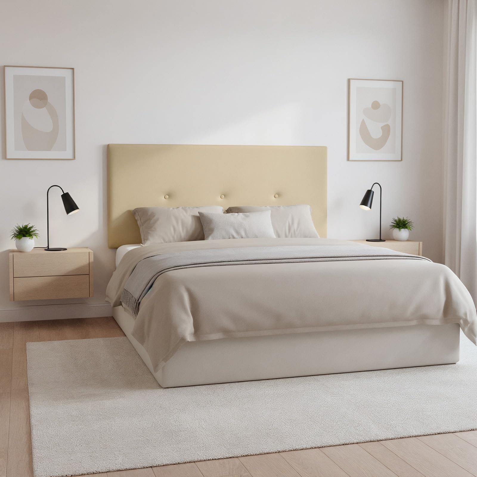 DUÉRMETE ONLINE - Testiera in ecopelle premium imbottita Sicilia, misure 160 x 60 cm (letto da 150 e 160) Beige