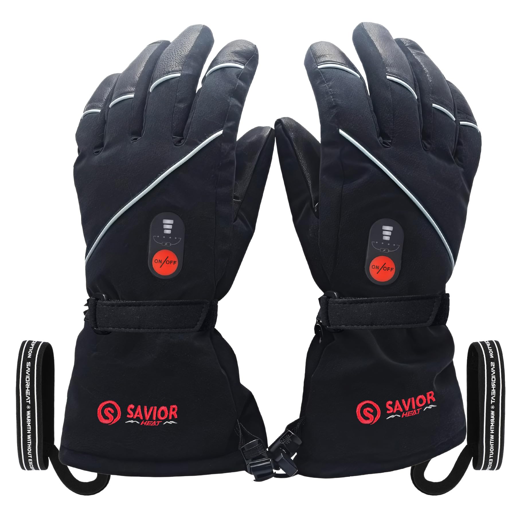 SAVIOR HEAT Heated Gloves for Men Women, Rechargeable Electric Heated Leather Skiing and Snowboarding Gloves