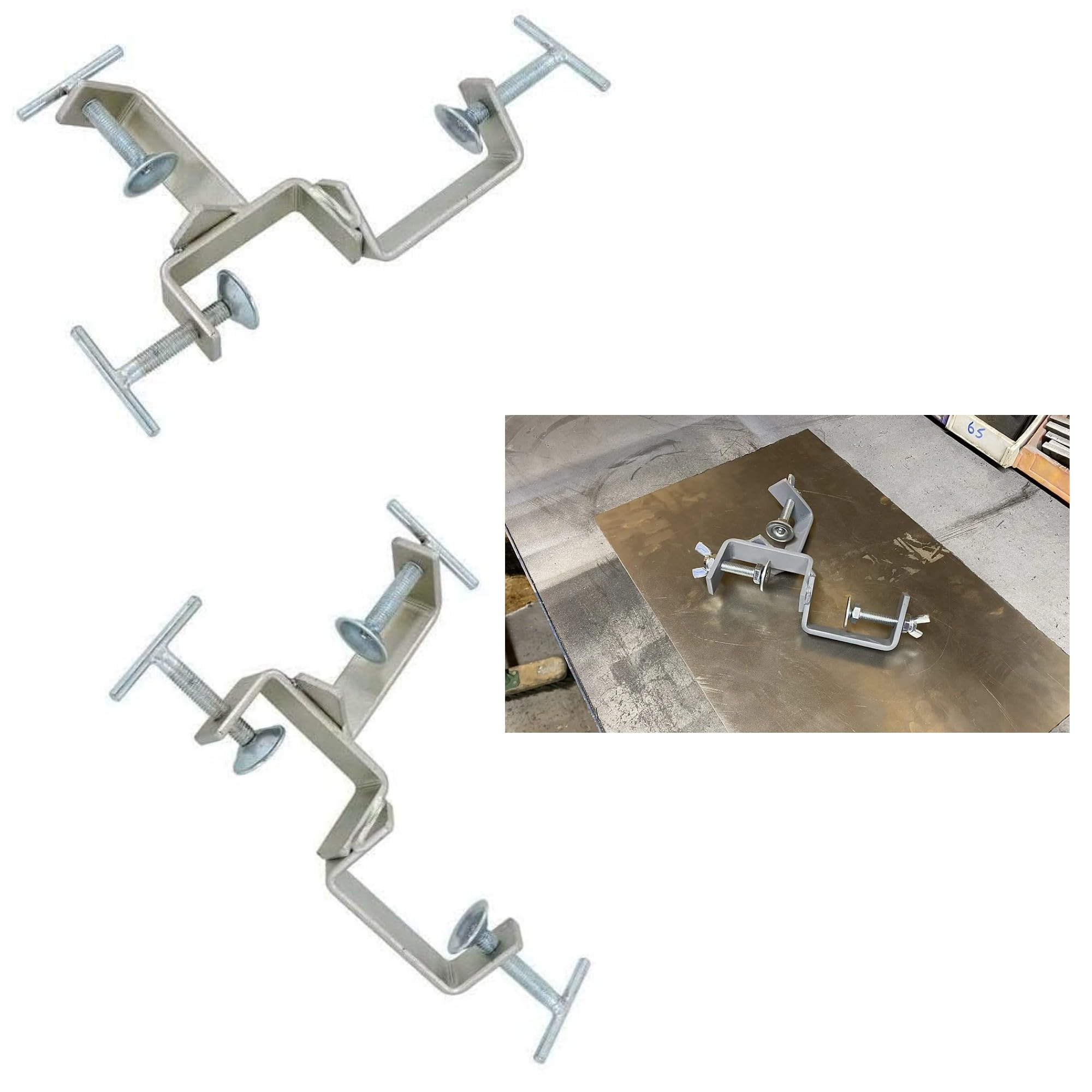 Retaaj Silver 2Pk 3 Way Timber Clamp Adjustable Zinc Plated For Bricklaying Zinc Profiles Clamp Setting Out Brick Laying 76 X 76Mm To 38 X 38Mm