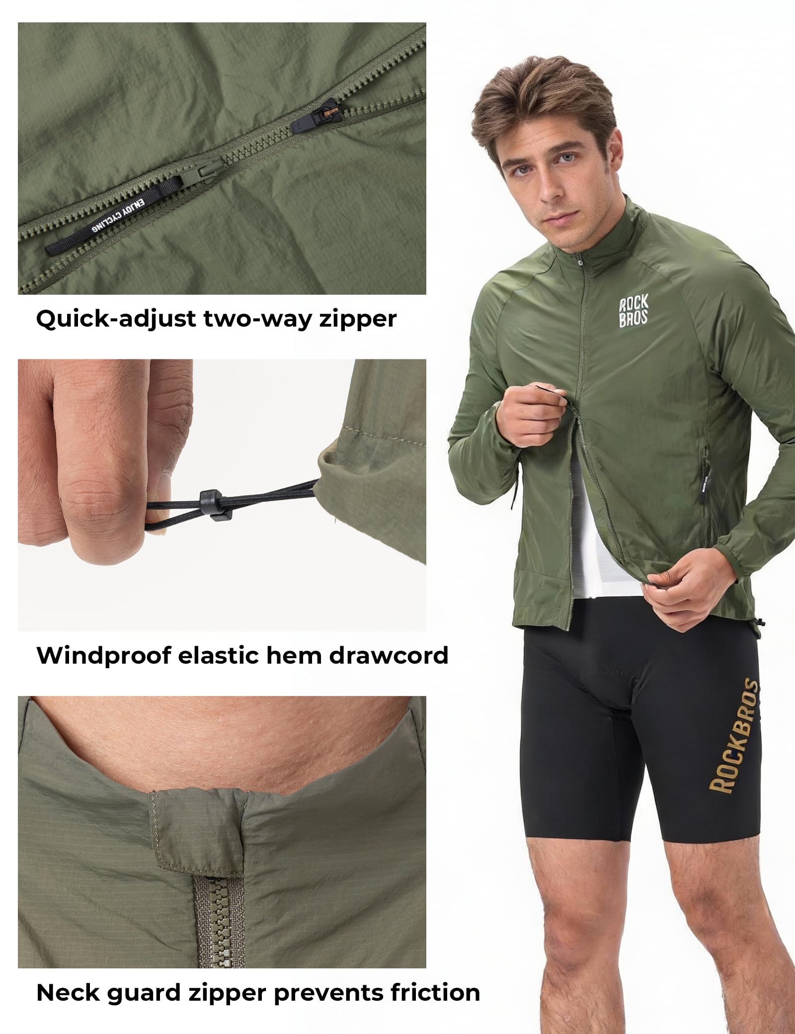 ROCKBROS Chaqueta Cortavientos para Hombre y Mujer, Ropa Deportiva Ligera Transpirable Reflectante, Plegable con Bolsillos para Ciclismo, Senderismo y Running