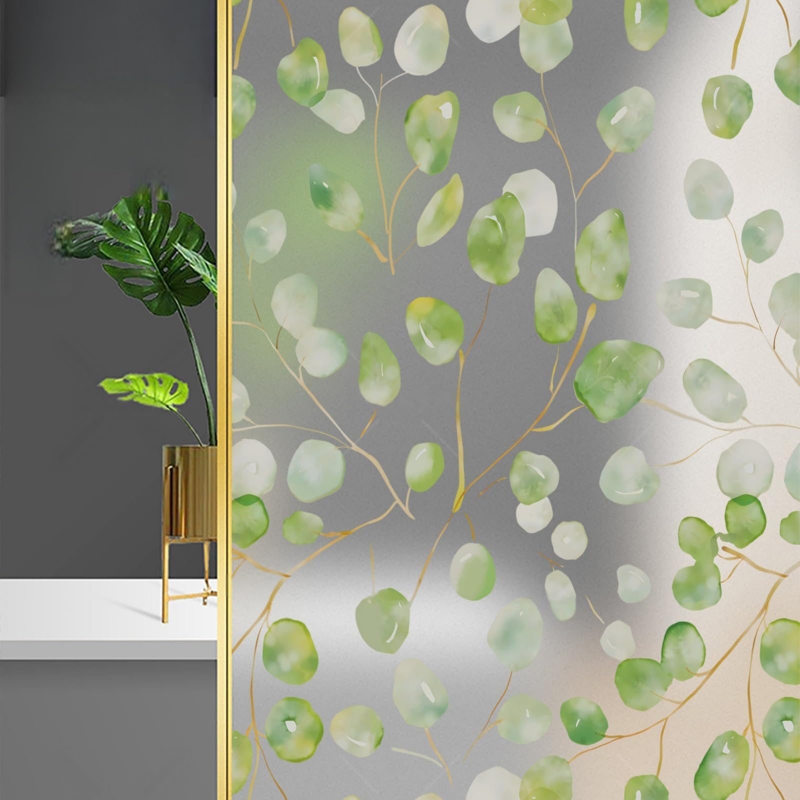 Window Static Cling Non-adhesive Privacy Film PVC Frosted Decorative Window Sticker Light Softening And Reusable Uv Blocking Window Film Shower Screen Sticker Office Glass Partition(60x100cm)