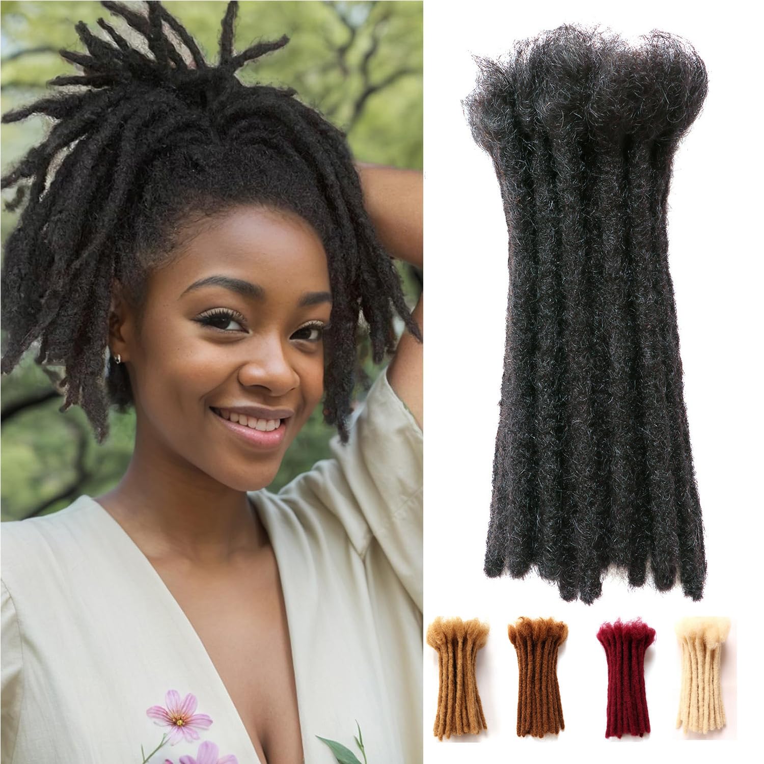 Dreadlock Extensions Human Hair Extensions for Braiding 0.8cm Afro Kinkyhair for Braiding Black Hair Extensions Dreadlocks Extensions (1B-0.8cm