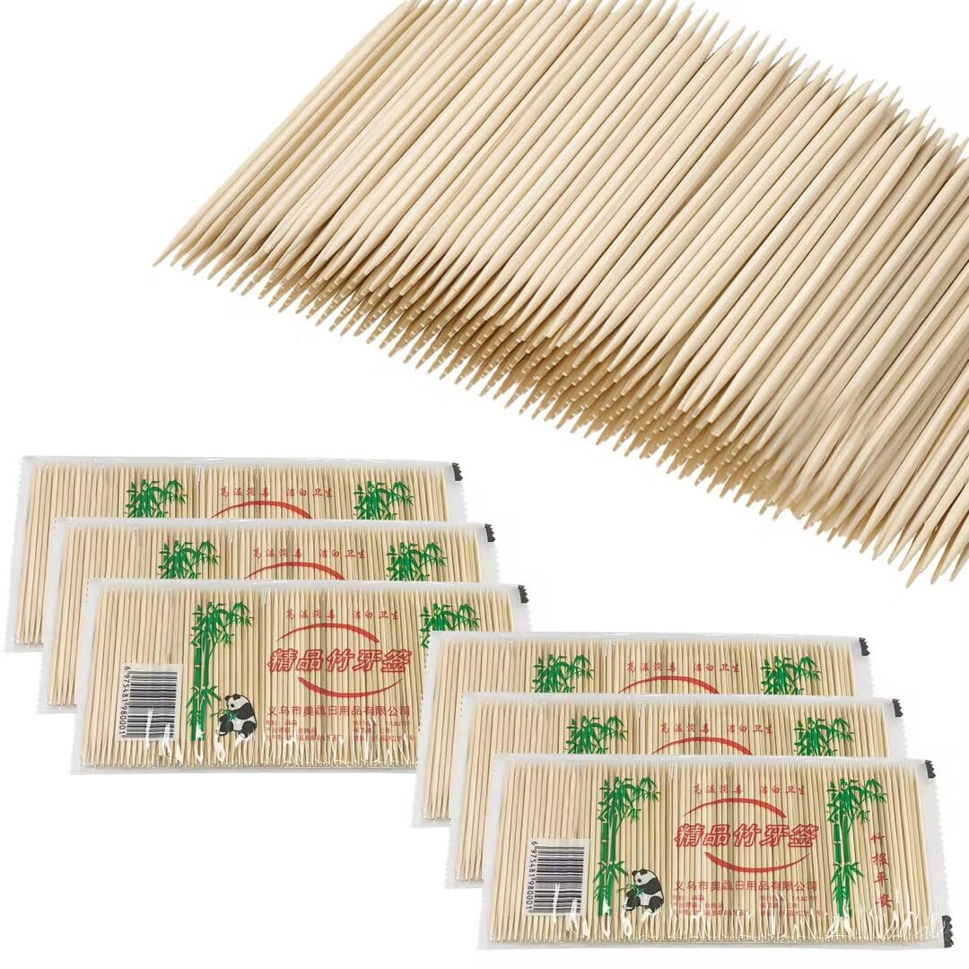 Issang Beige Toothpicks, 900Pcs Bamboo Toothpick, Portable Cocktail Sticks Appetizer Sticks Fruit Picks For Cocktail Sandwiches Appetizers, Fruit Cuttings, Perfect For Party Food, Catering, Home & Bars