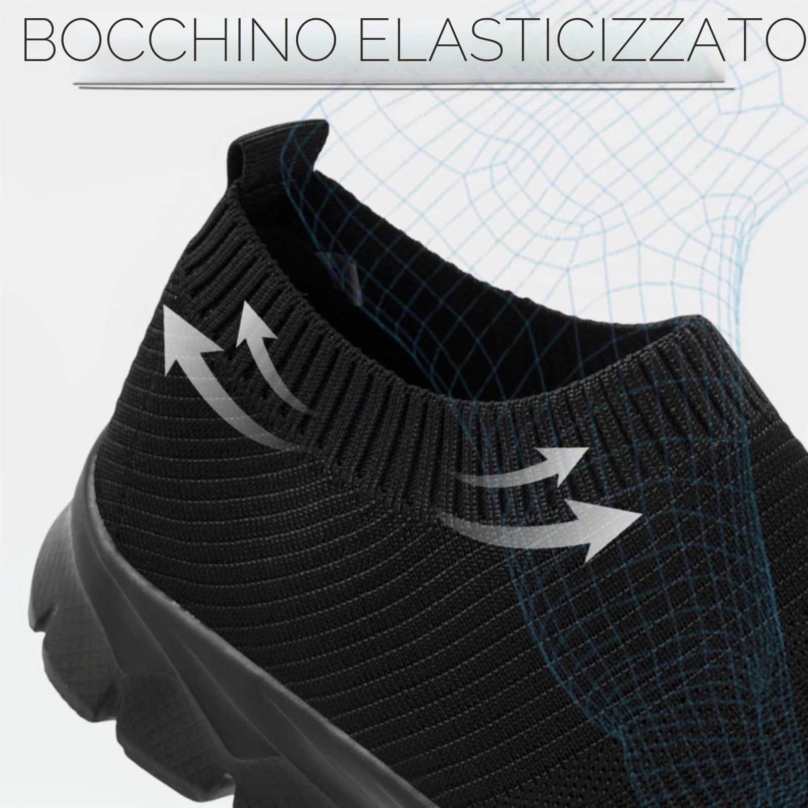 Scarpe Uomo Running Nero Palestra Sneakers Tennis Corsa Traspirante Comode Sportive Scarpe Slip on Leggero Camminata 43