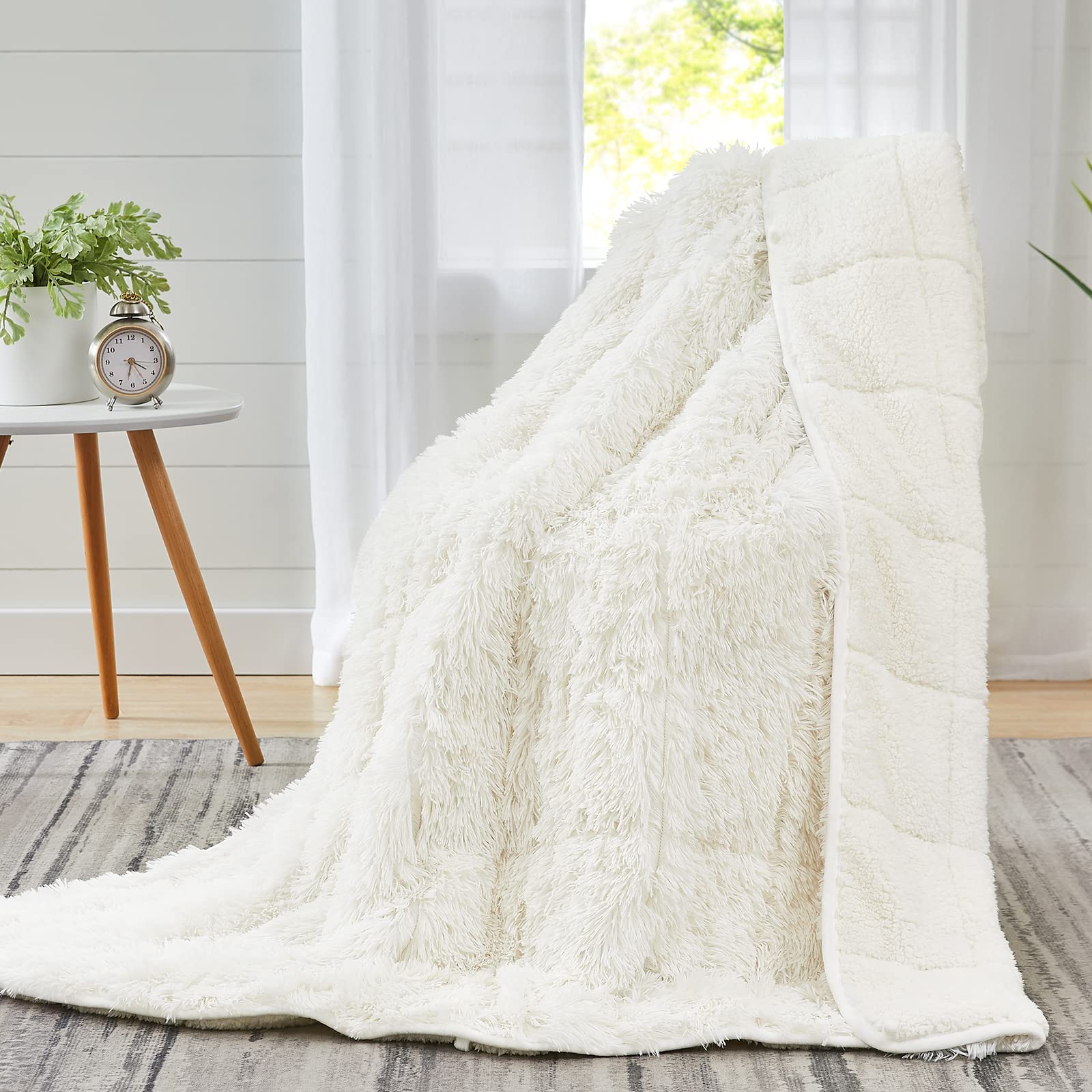 CYMULA Sherpa Weighted Blanket for Adults 20 lbs, Faux Fur Weighted