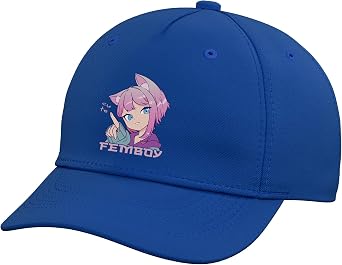 Femboy Anime Neko Femboy Anime Cute Femboy Adjustable Printed Baseball Hat, Royal Blue