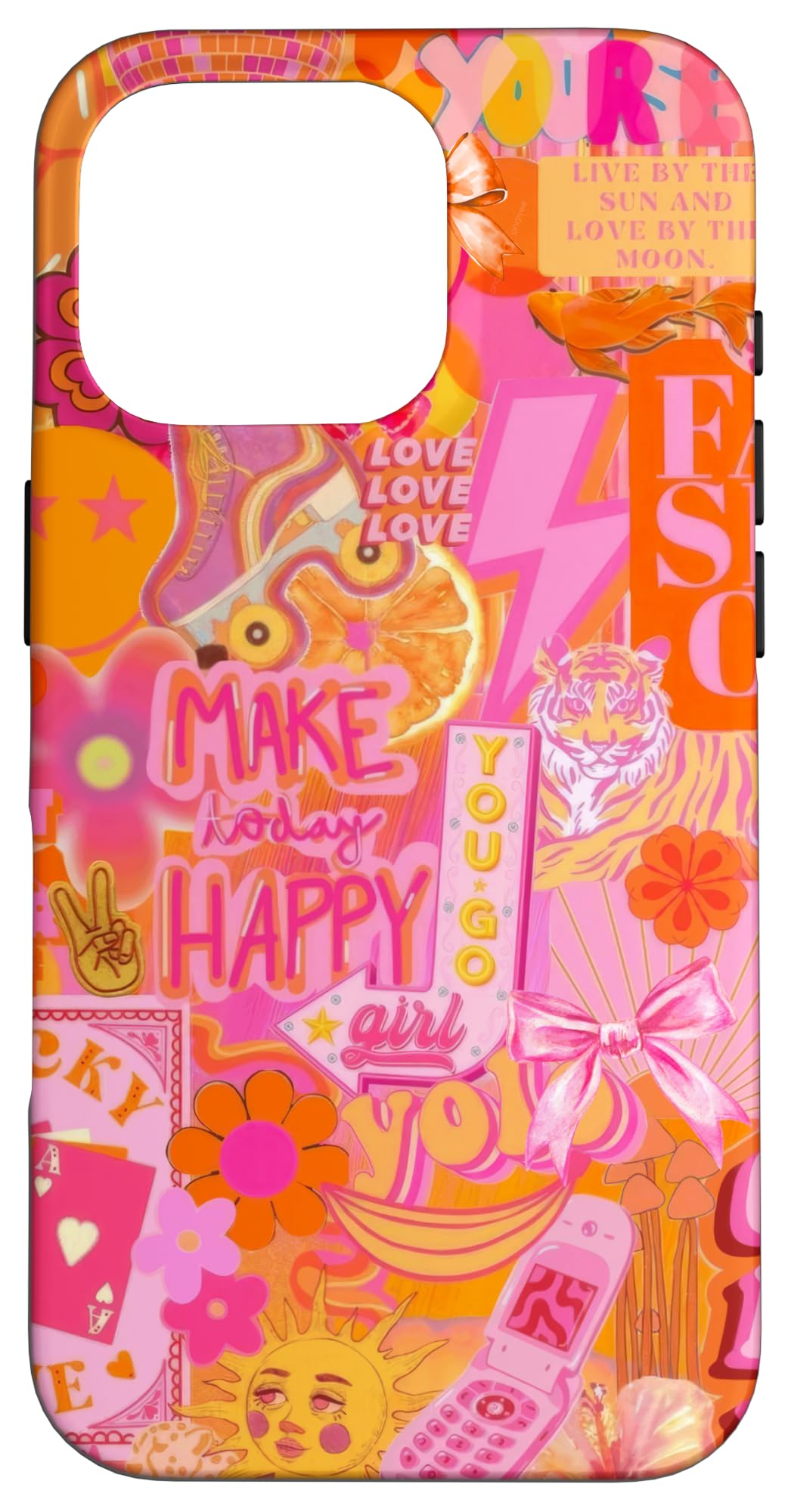 iPhone 16 Pro Cute Orange Pink Coquette Collage Scrapbook Moodboard Case