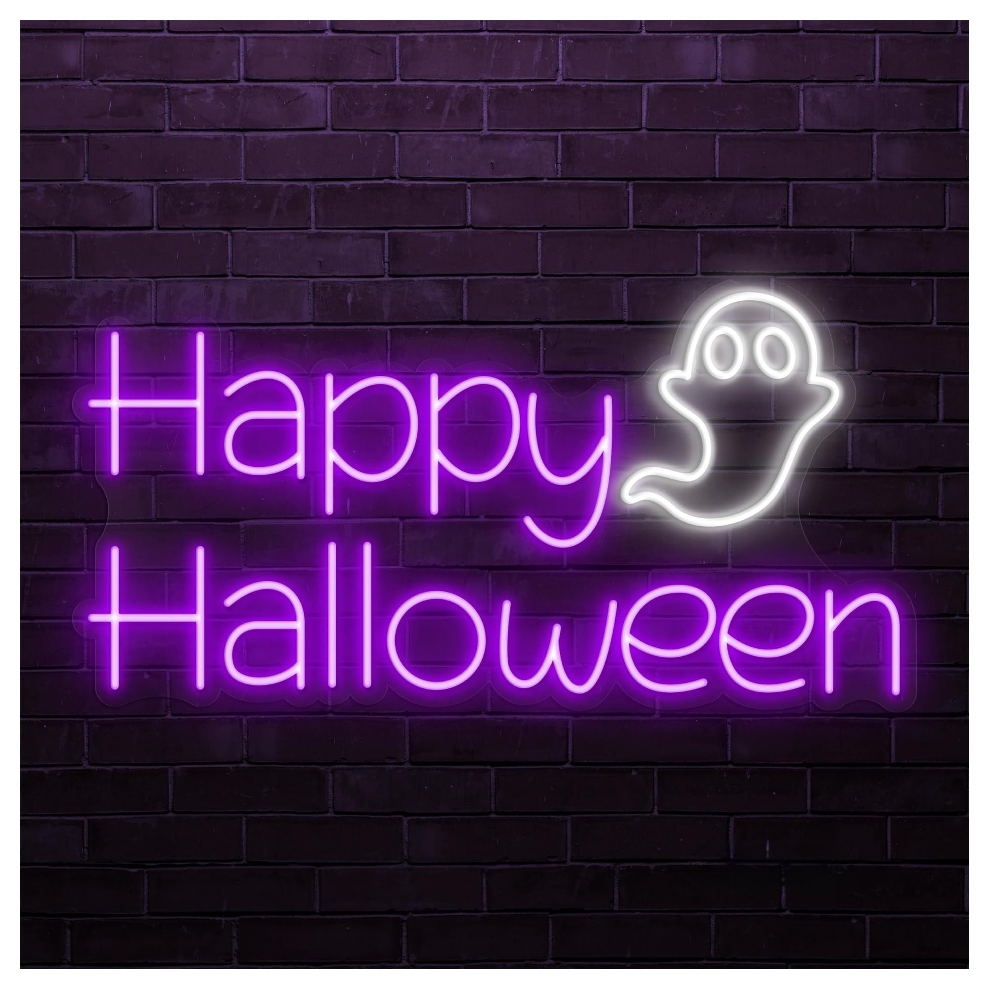 RONGCH Hanging Art Signs Happy Halloween Neon Sign, Suitable for Party Art Decor with Brightness Adjustable 55cm