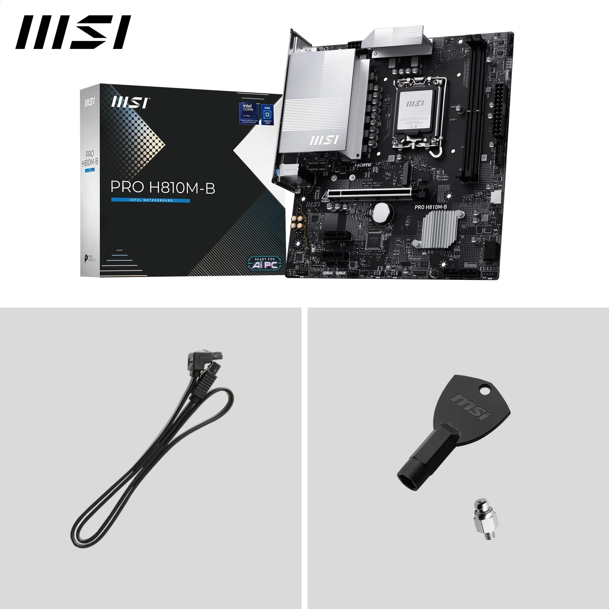Msi Pro H810M-B Scheda Madre Intel H810 Lga 1851 [socket V1] Micro Atx (msi 1851 Pro H810M-B M-Atx)