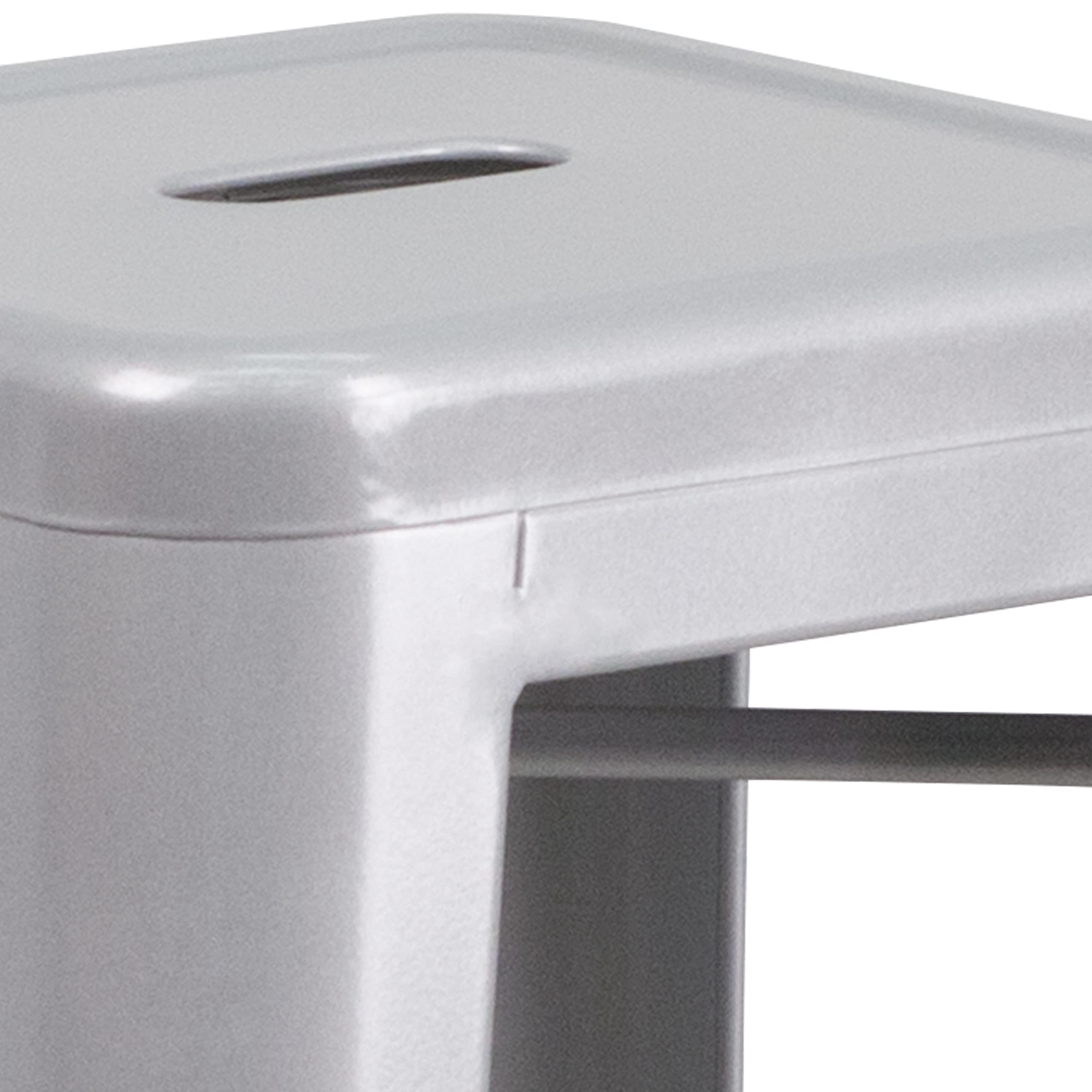Lot De 4 Tabourets De Bar Lily Flash Furniture 30 Pouces Métal Argenté - Intérieur Extérieur - Siège Carré