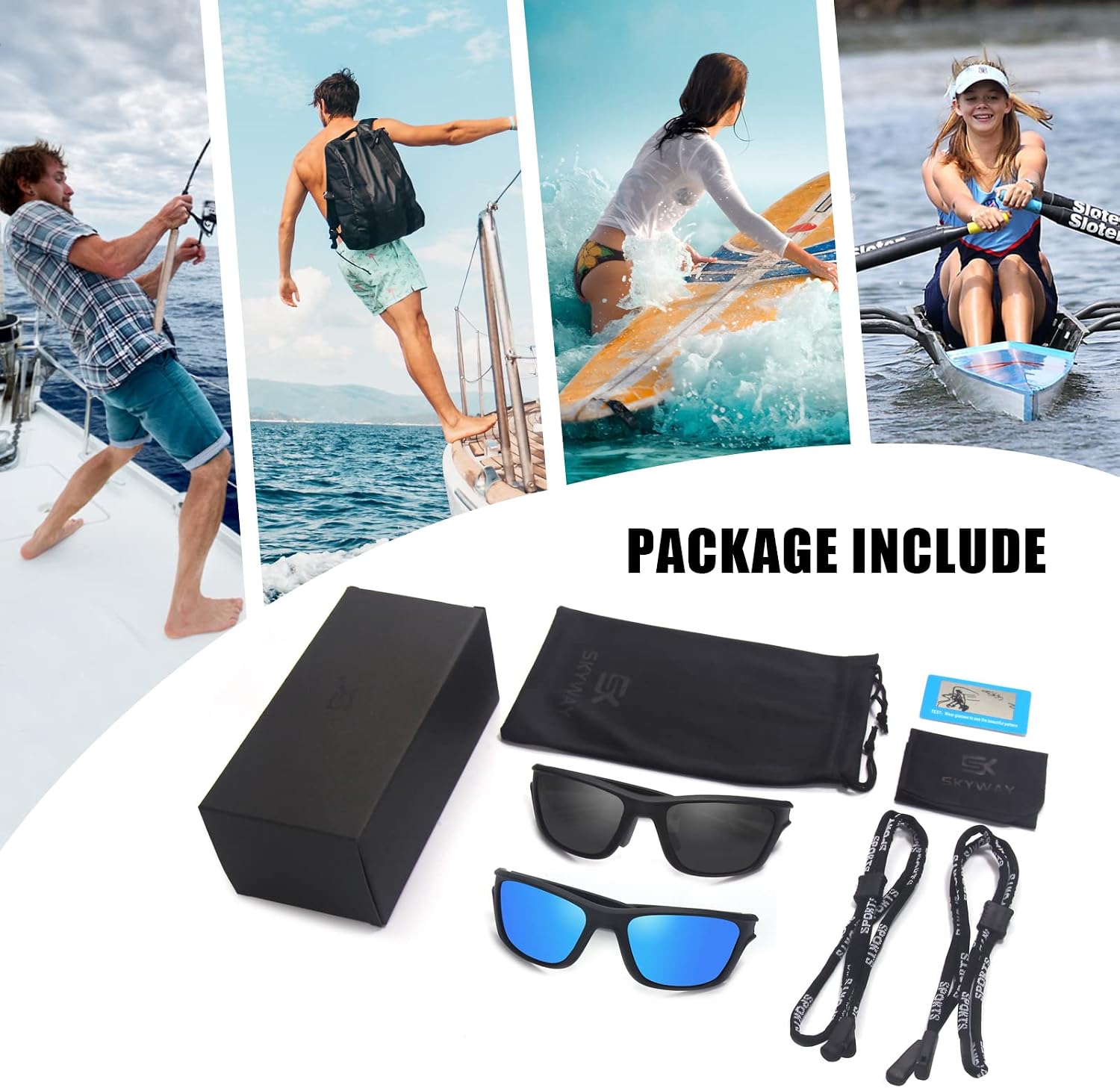 SKYWAY Polarized Sports Sunglasses for Men Women Wrap Around Sports Glasses Baseball Running Cycling UV402 Protection