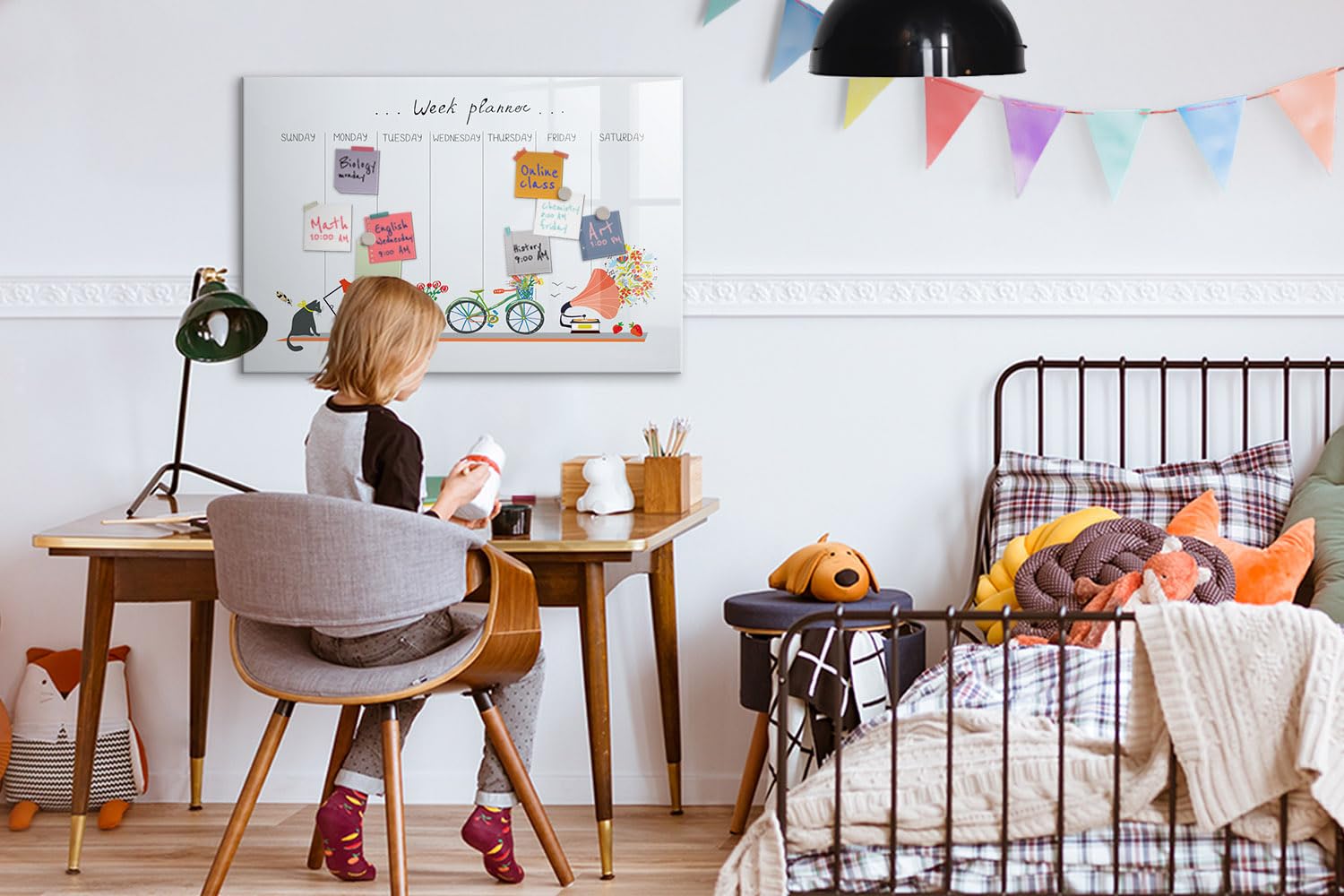 Lavagna in Vetro Magnetica con Accessori | Magneti Potenti, Pennarello e Gomma Inclusi | Ottima per Casa, Ufficio e Scuola - 90x60 - Agenda settimanale
