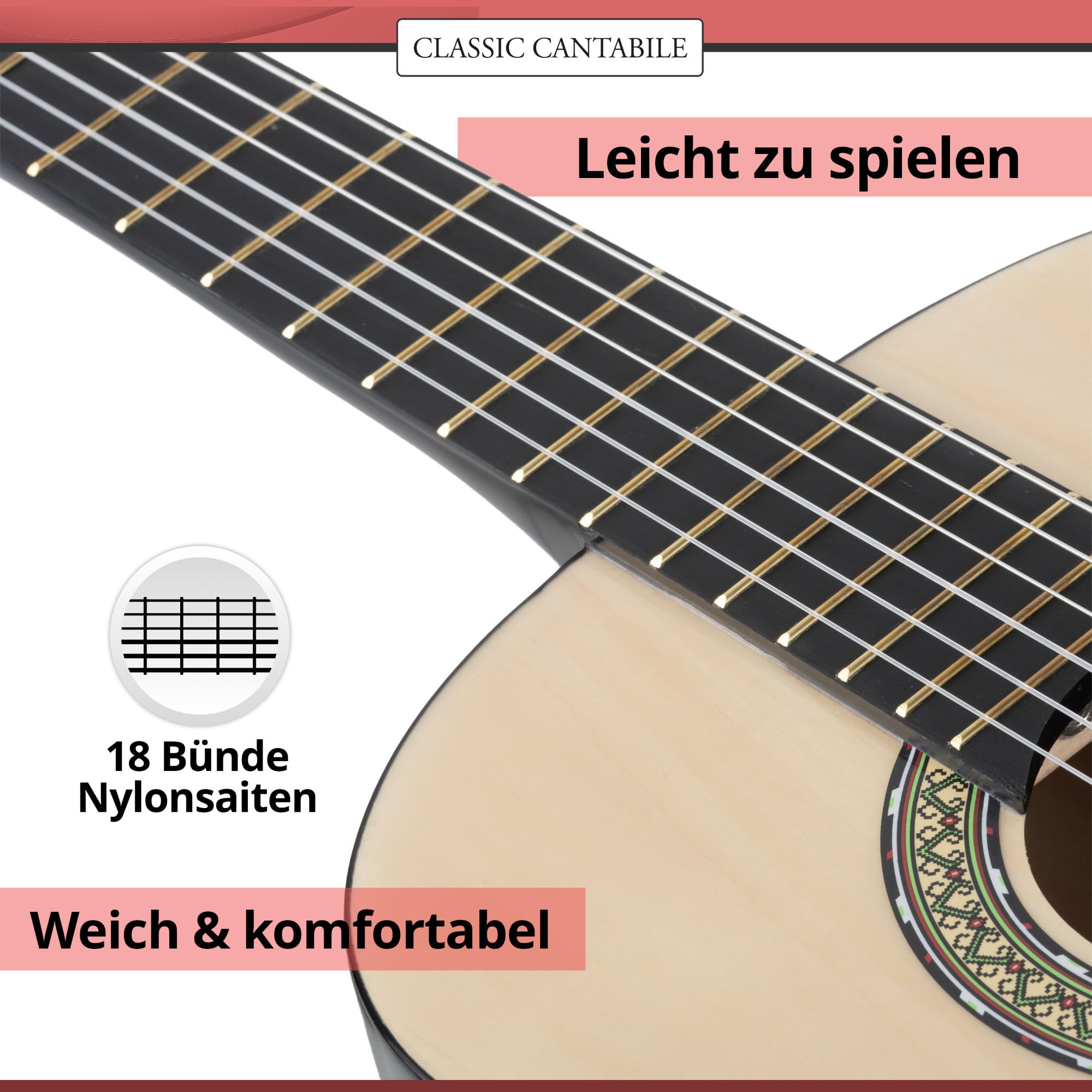 Classic Cantabile Acoustic Series AS-851-L Guitare Classique 4/4 Pour Gauchers
