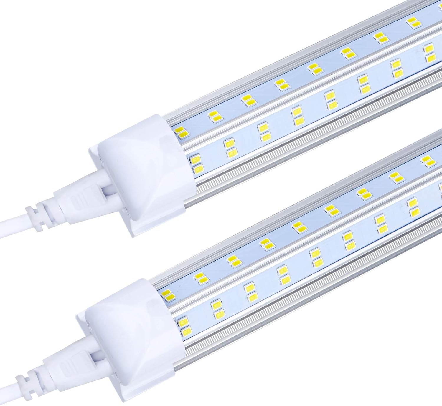 Get Special Price 4FT 60W 6500LM 6000K, Cold White, V Shape, Clear Cover, Hight Output, Linkable Shop Lights, T8 LED Tube Lights, LED Shop Lights for Garage 4 Foot with Plug (4ft V Shape 6000K 25PCS)