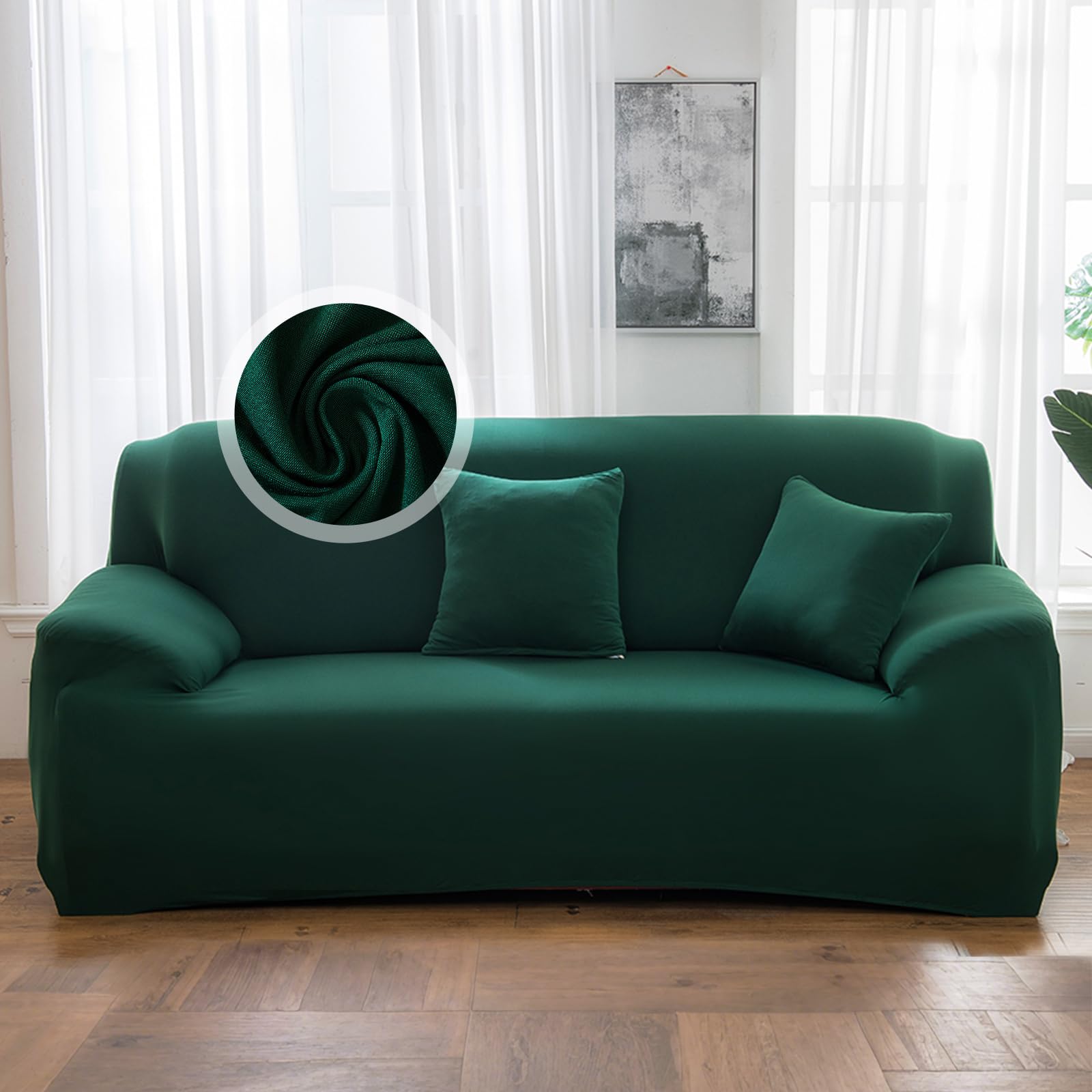 Funda Sofá Multiusos Todo El Año, Alta Elasticidad, Diseño Moderno con Protección Antidesgaste para Mascotas, Funda Sofa 2 Plazas, Sin Decoloración y Lavable(2 Plaza, Verde Oscuro)