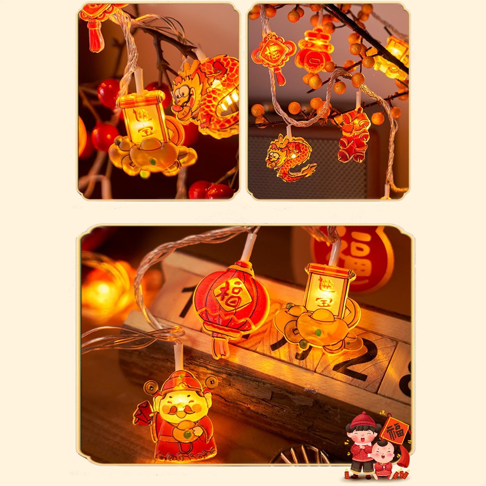 Luces de cadena de linterna china LED, luces de cadena chinas Lámparas de | Luces de cadena rojas LED, decoración del hogar interior de la lámpara de cadena, luces de