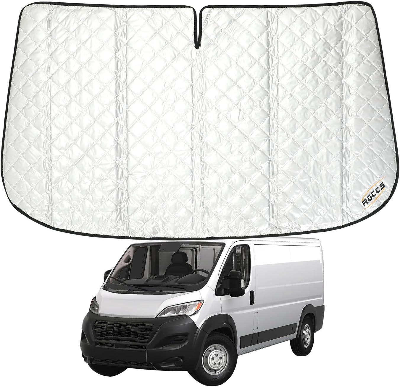 ROCCS Thickest Windshield Sun Shade fit for 2014-2026 Dodge RAM ProMaster Full Size Cargo Van, Diamond Foldable ProMaster Sunshade Front Window Sun Visor Protector Blocks UV Rays Keep Your Car Cooler
