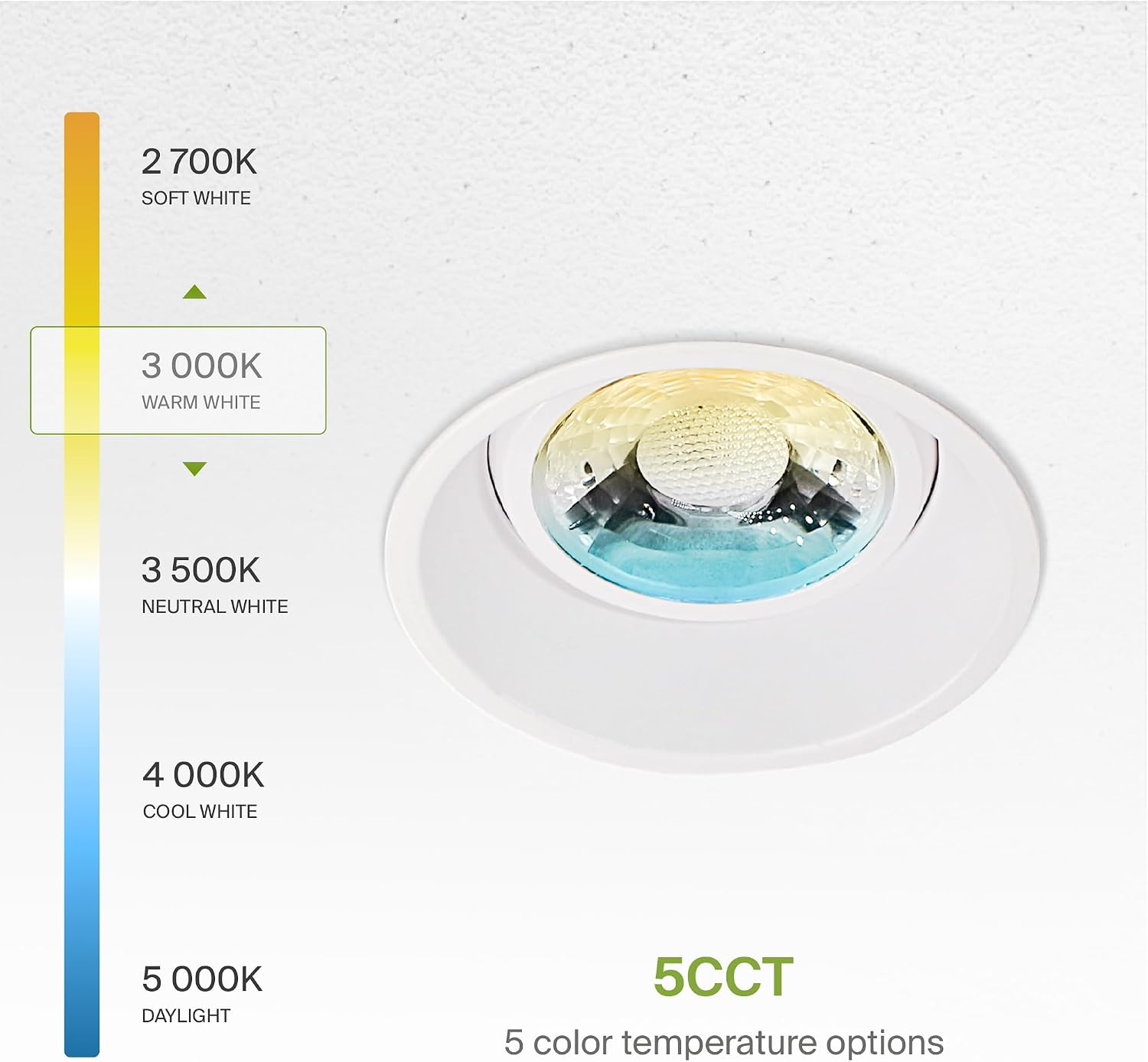 ASD Trimless Gimbal LED Recessed Lighting 2 Inch, 8W 120V LED Downlight, Adjustable Dimmable Directional Ceiling Light with J-Box, 5 CCT 2700K-5000K, IC Rated Airtight, ETL Energy Star, White, 18 Pack