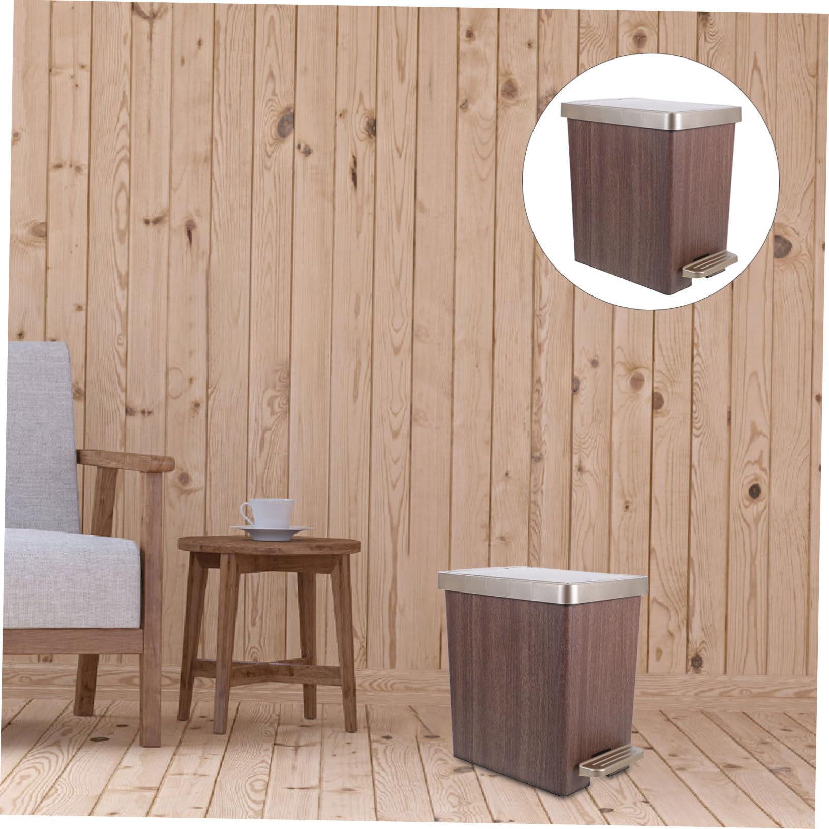 Bote de Basura de Plástico Rectangular para Baño y Dormitorio Elegante | Tapa, Diseño Sofisticado, Compacto y Discreto, Fiable, Resistente Deformación, Práctico y Duradero