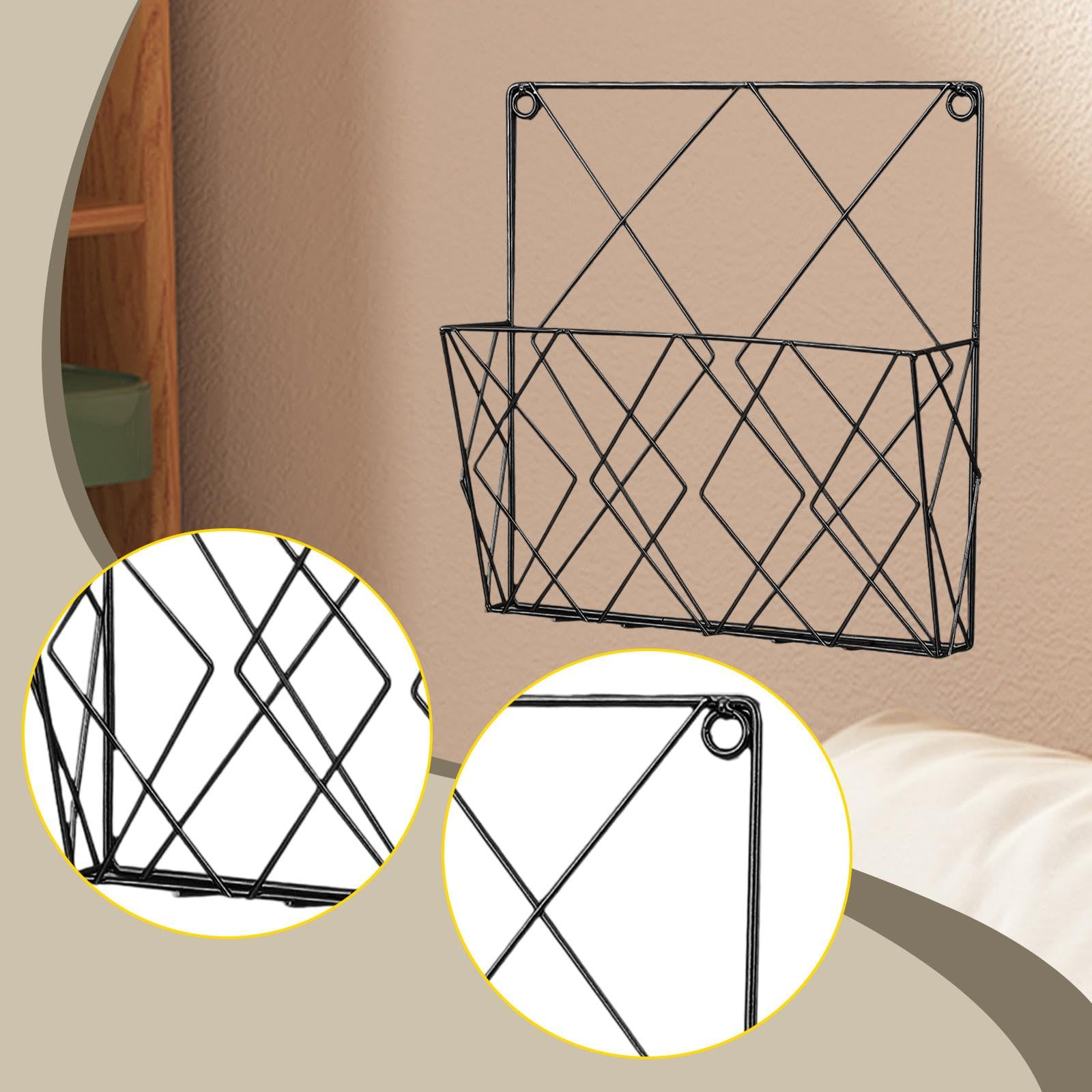 Revistero de Pared, Estante para Revistas, Librería de Hierro Forjado, Organizador de Archivos Moderno Y Sencillo, Soporte para Folletos para Decoraci, Negro, Individual