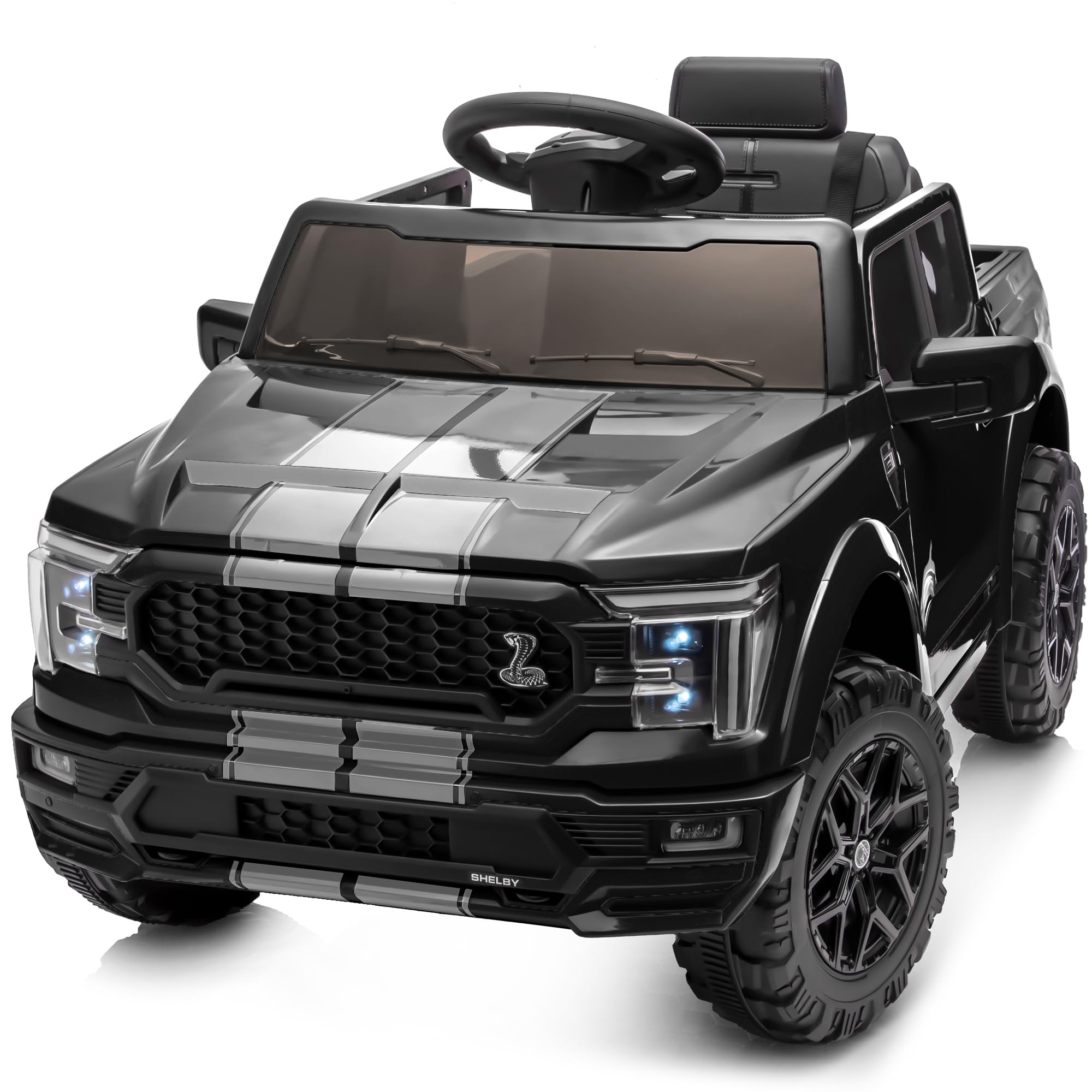 Hikiddo Licensed Ford Shelby F-150 Kids Ride on Car Truck, 12V Toddler Electric Car for Kids Ages 3-6 w/Remote Control - Black