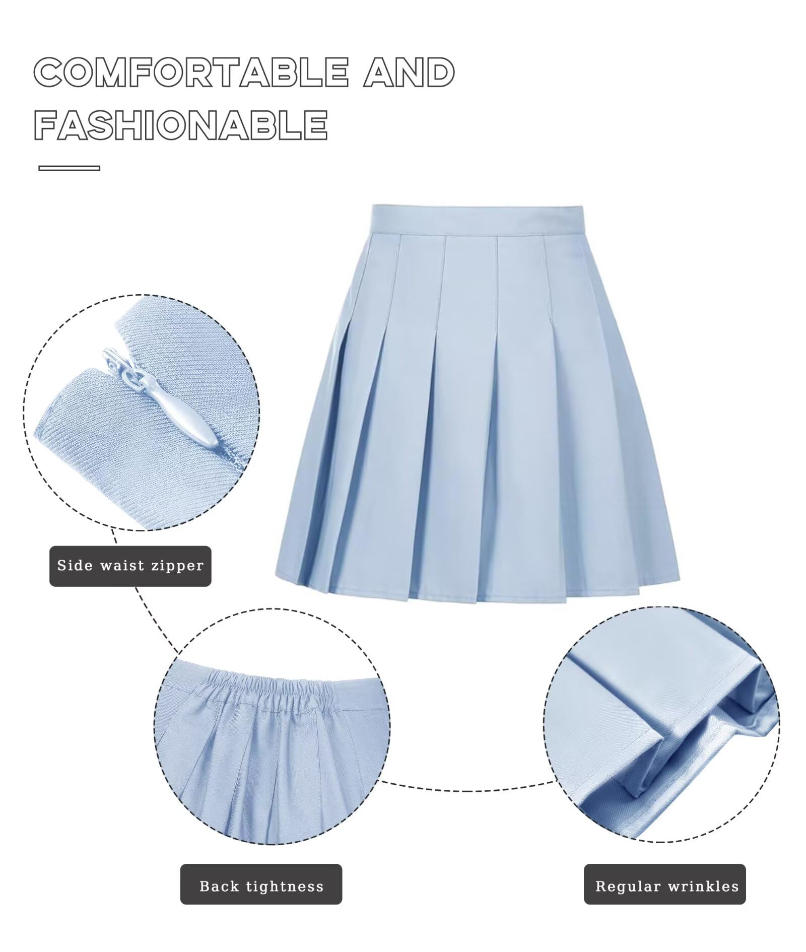 Gonna da tennis a pieghe da donna e ragazza, a vita alta, gonna a trapezio per uniforme scolastica, atletica, golf, skorts con pantaloncini, 2T-4XL
