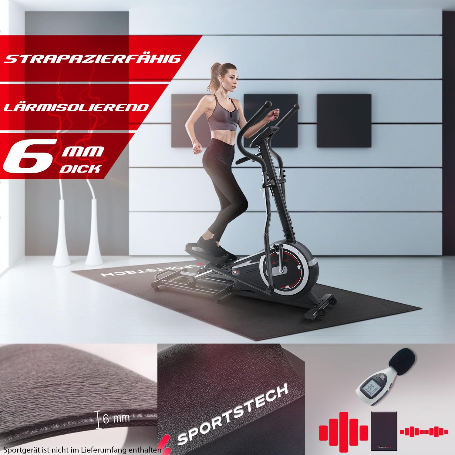 4-6 mm Bodenschutzmatte für Fitnessgeräte Heimtrainer – Sport Multifunktionsmatte, Fitnessmatte in schwarz für mehr Stabilität, schützt den Boden, Übungsmatte für Yoga, Pilates erhältlich in 4 Größen