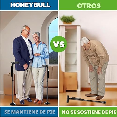 Miniatura 5 de HONEYBULL Bastón plegable para hombres y mujeres, plegable, ajustable, resistente, de pie, todo terreno, plegable para personas mayores y adultos