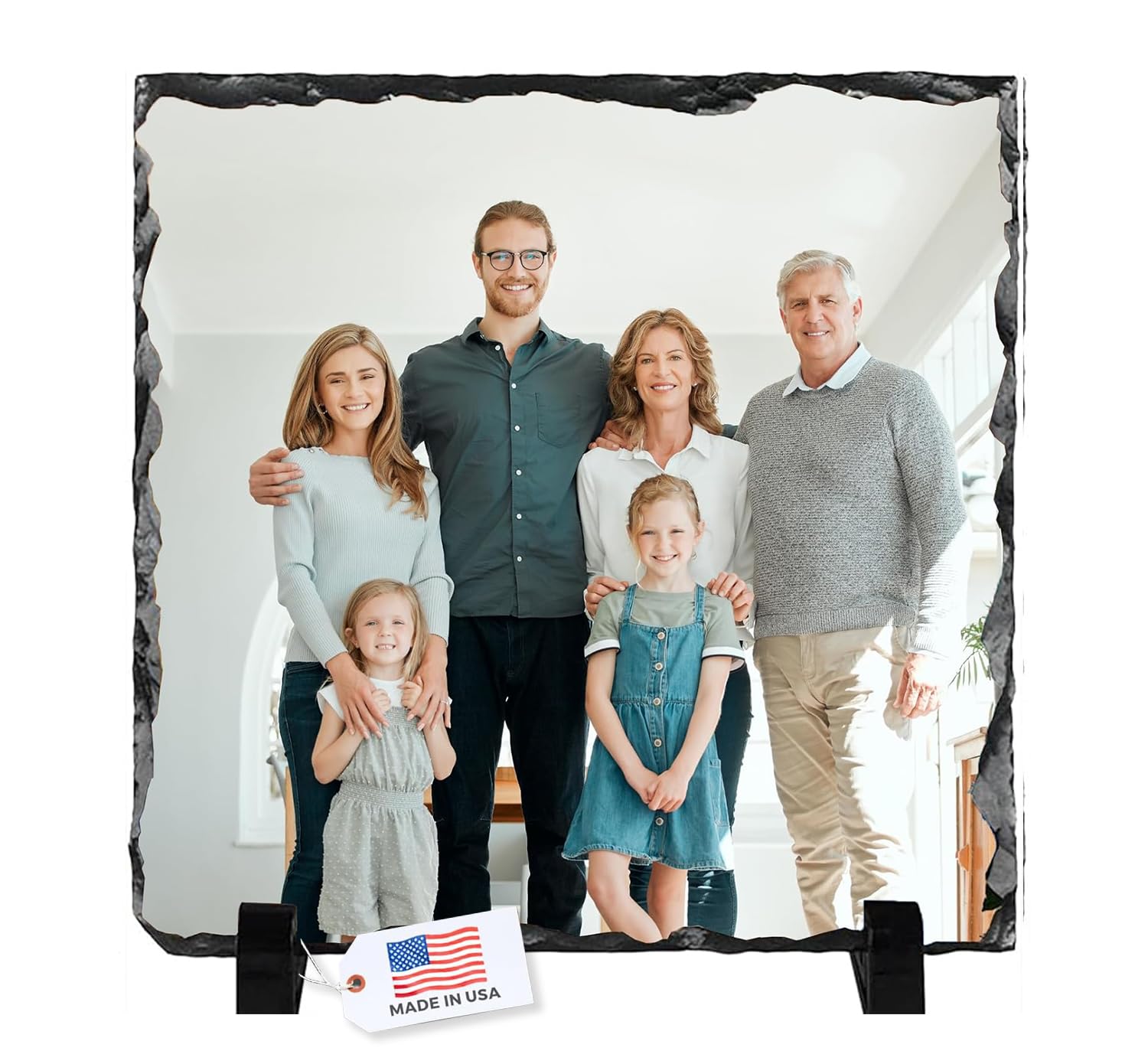 LOUISMIAA Personalized Picture Frame - Custom Photo Stone Rock Slate Plaque Frames, Customized Gifts for Mothers Fathers Day Valentine's Day Wedding