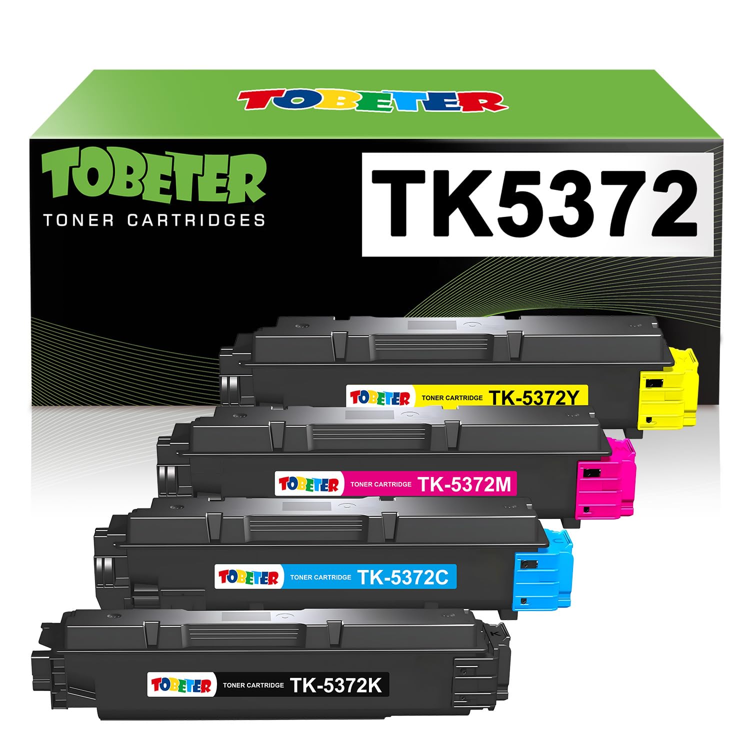 ToBeter TK5372 TK-5372 Toner Replacement for Kyocera TK-5372 Toner for ECOSYS PA3500cx MA3500cix MA3500cifx Printer Toner TK5372K TK5372C TK5372M TK5372Y Toner Cartridge, 4 Pack TK5372 Toner BK/C/M/Y
