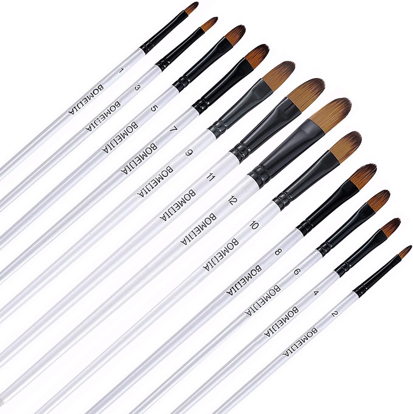Filbert Paint Brushes Set, 12 PCS Synthetic Nylon Professional Artist Paint Brushes for Watercolor, Oil Painting, Acrylic, Face Body Nail Art, Crafts, Rock Painting