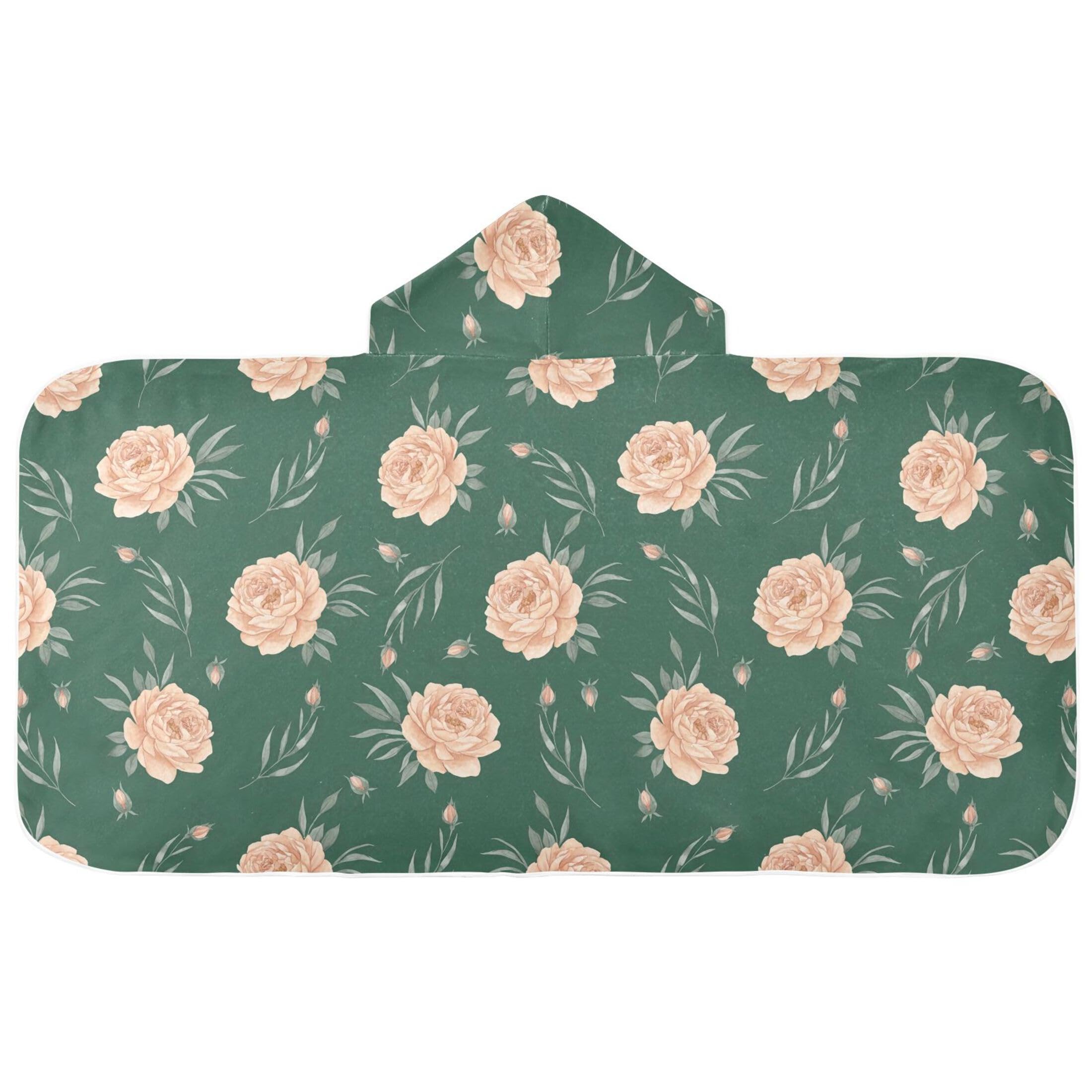 Fuauuyl Flowers Hooded Baby Bath Towel Soft & Breathable Towel for Newborns Infants Toddlers, Nursery Essential