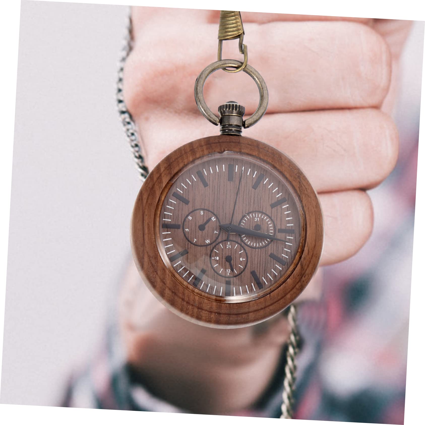 Gatuida 2 Uds Padre Reloj Electrónico Madera Lisa Hombres Clásico Vintage Batería Suéter Día para Largo Regalo Cumpleaños Madera con Portátil Colgante Niños Mecánico Retro Universal